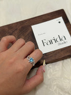 S925藍托帕心型戒指