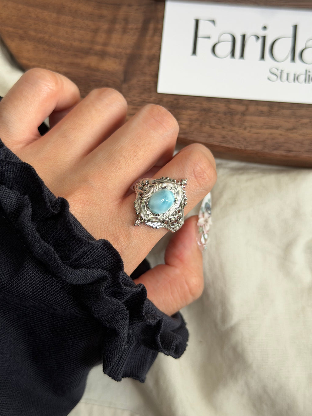 宮廷風海紋石戒指