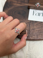 鏤空雙尖紅紋石戒指