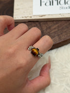 花托黃虎眼水晶球戒指