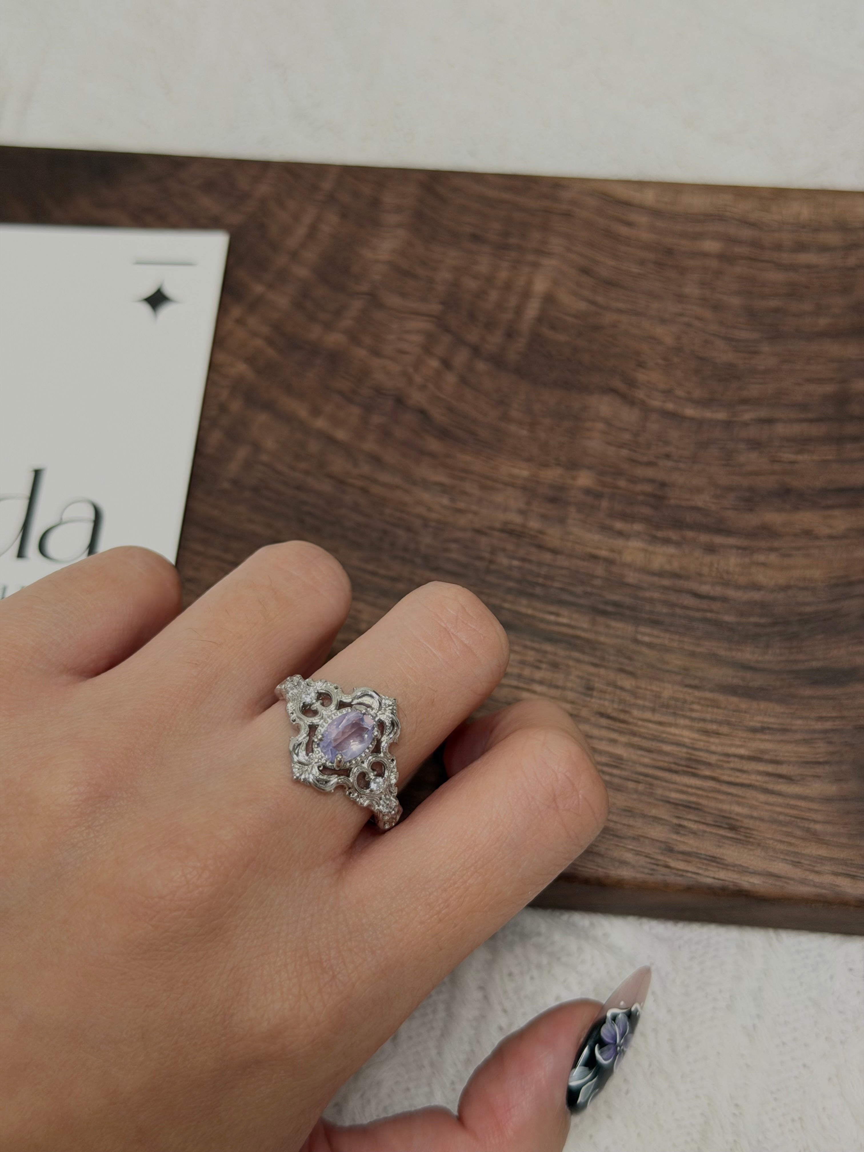 宮廷風紫玉晶戒指