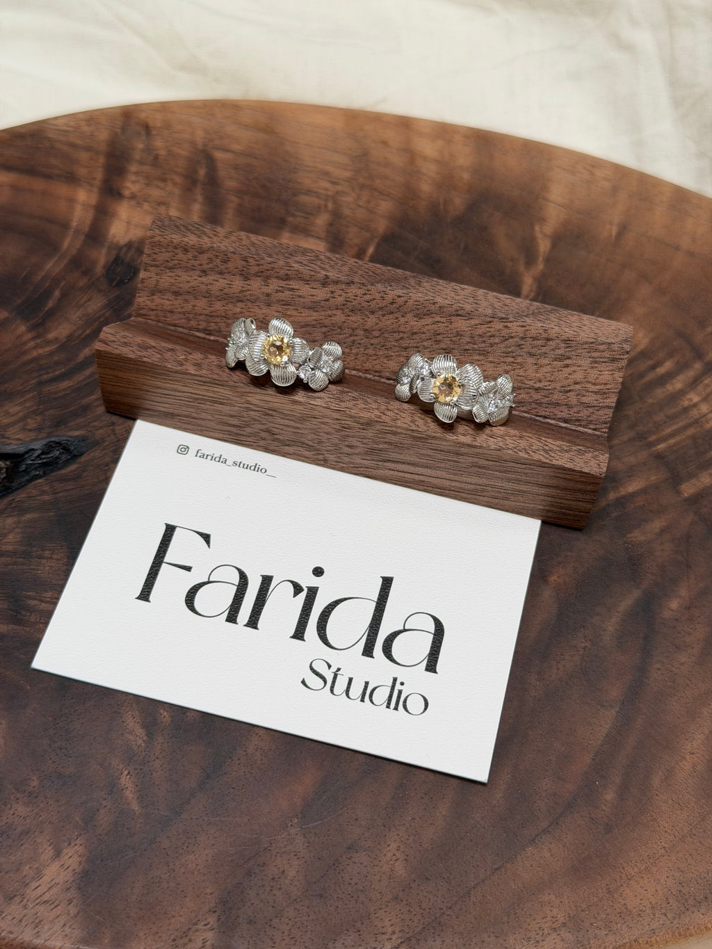 黃水晶花花戒指