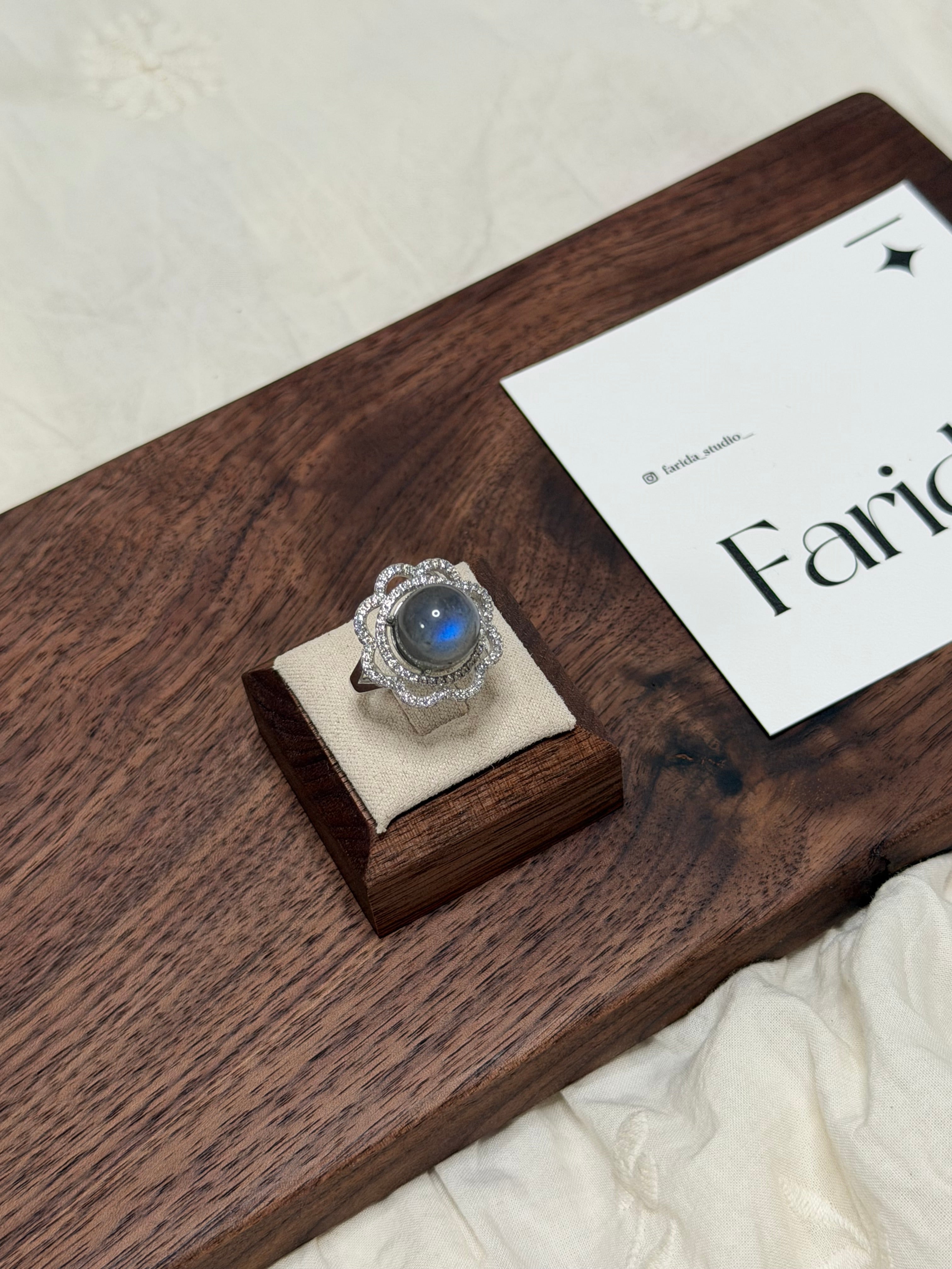 拉長石花花戒指