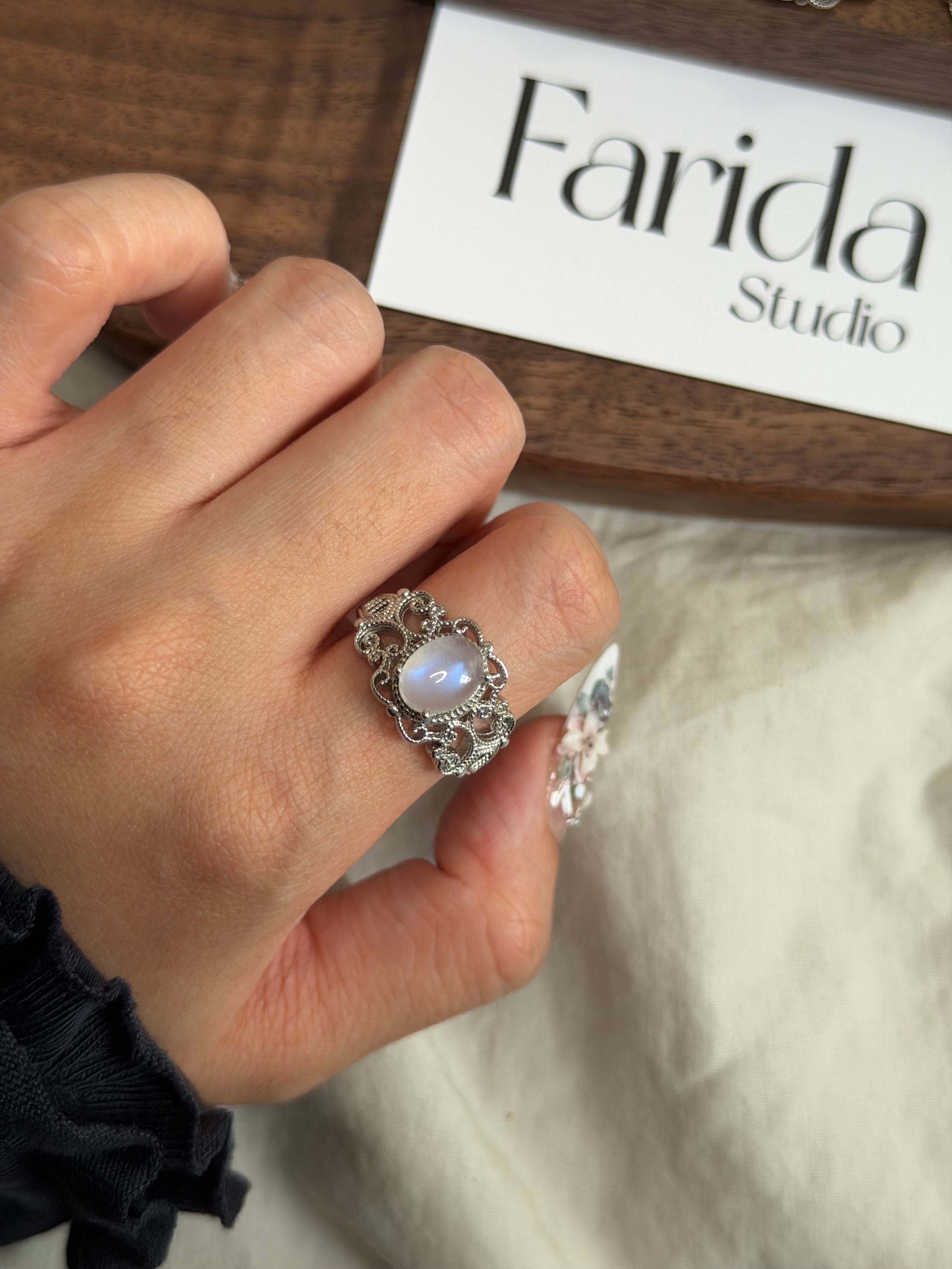 斯里蘭卡藍月亮石戒指