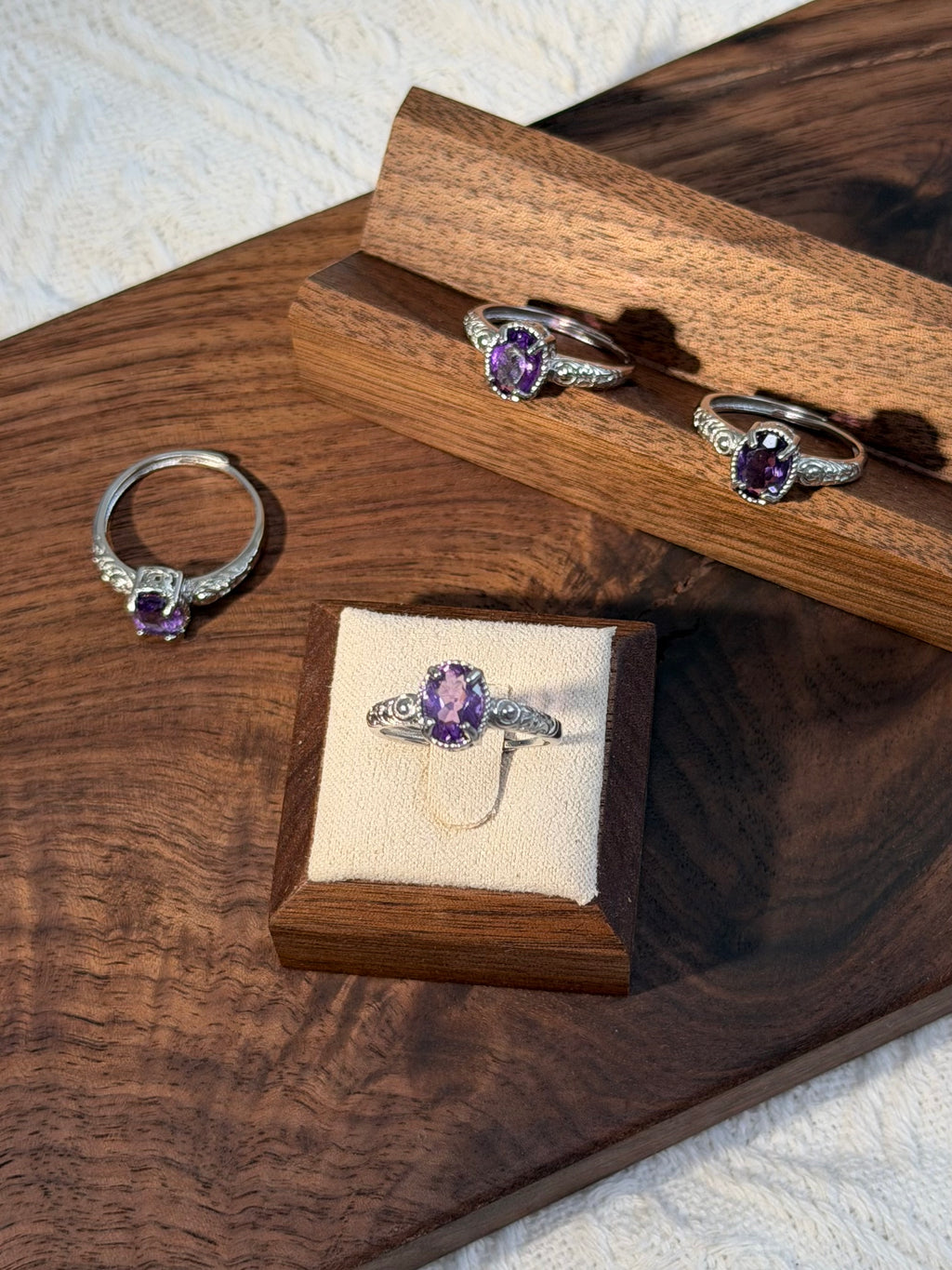 復古紫水晶鈦鋼戒指