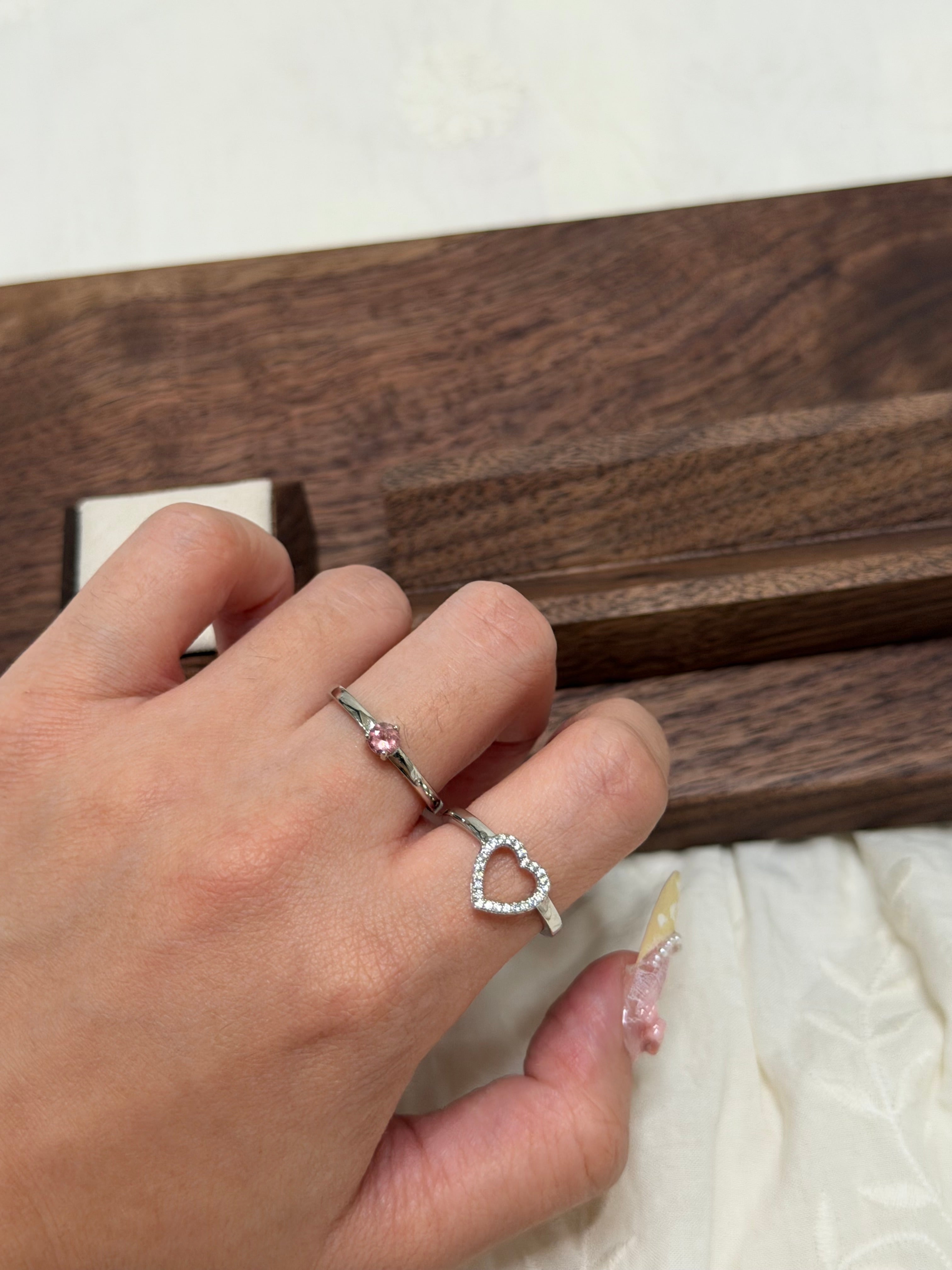 粉碧璽組合戒指