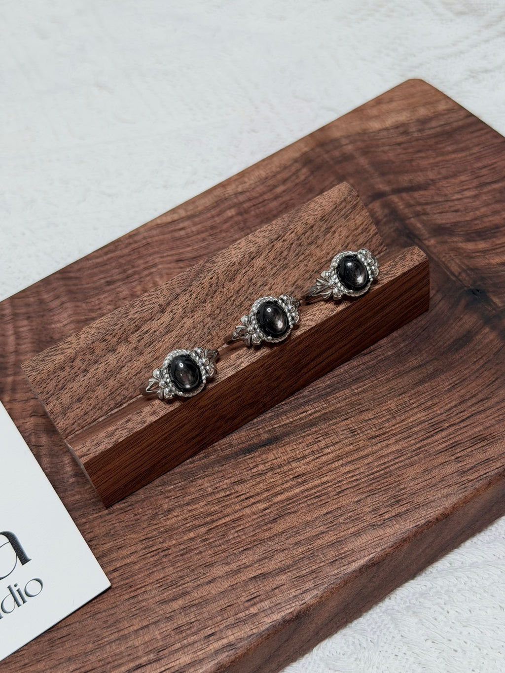 法式蝴蝶結金運石戒指