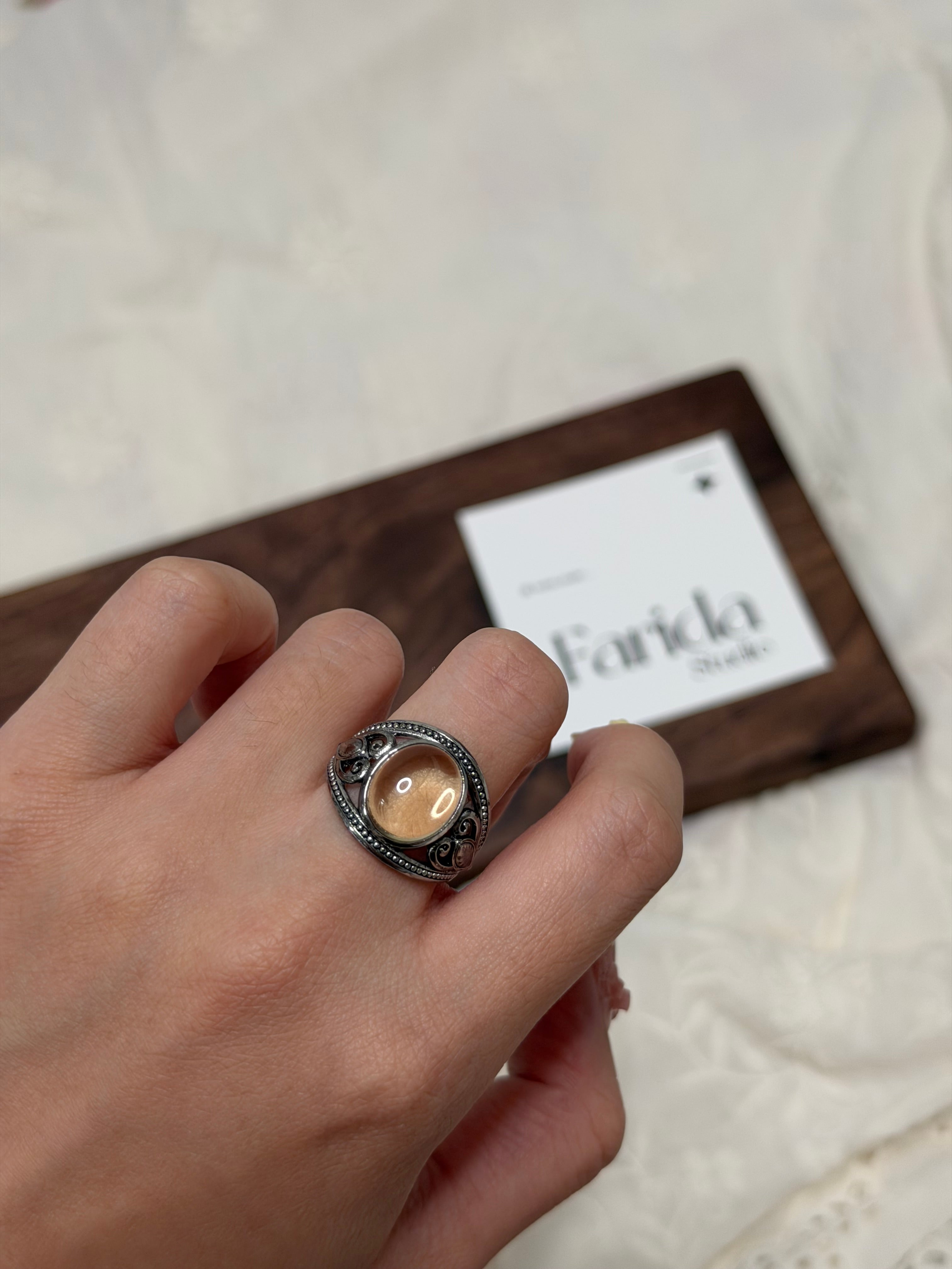 黃水晶鈦鋼戒指