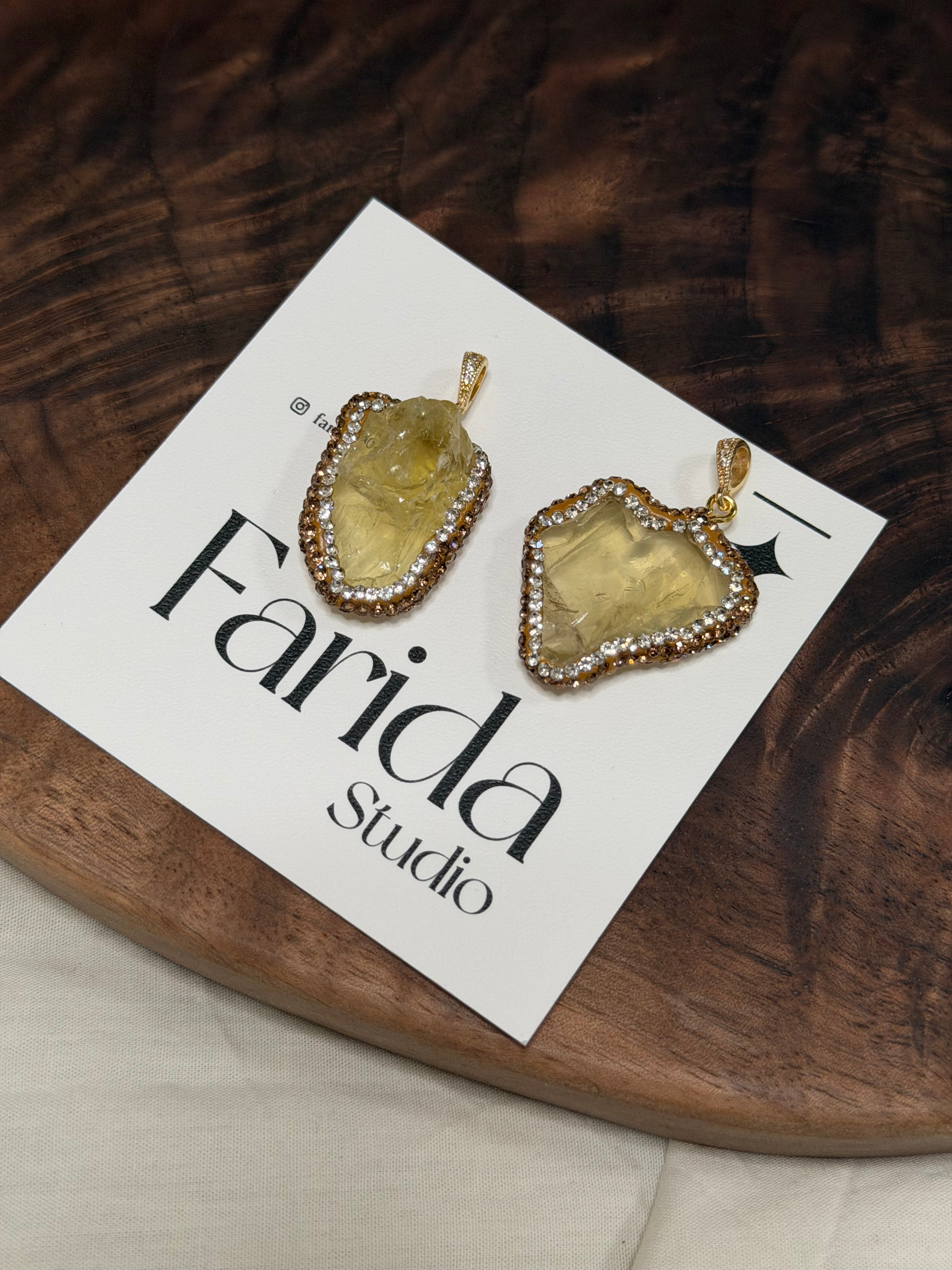 黃水晶原石吊墜