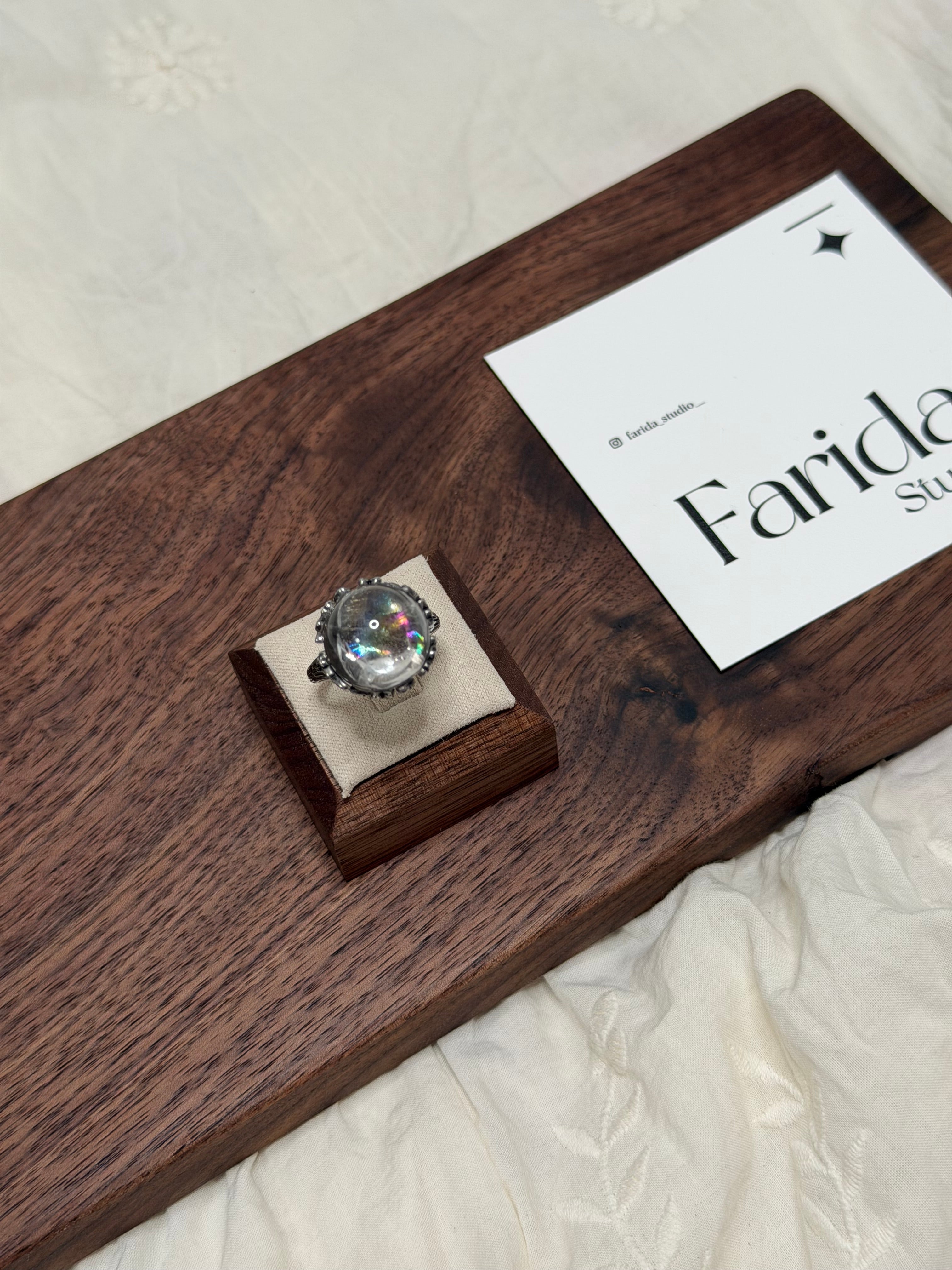 利姆利亞白阿塞水晶球戒指