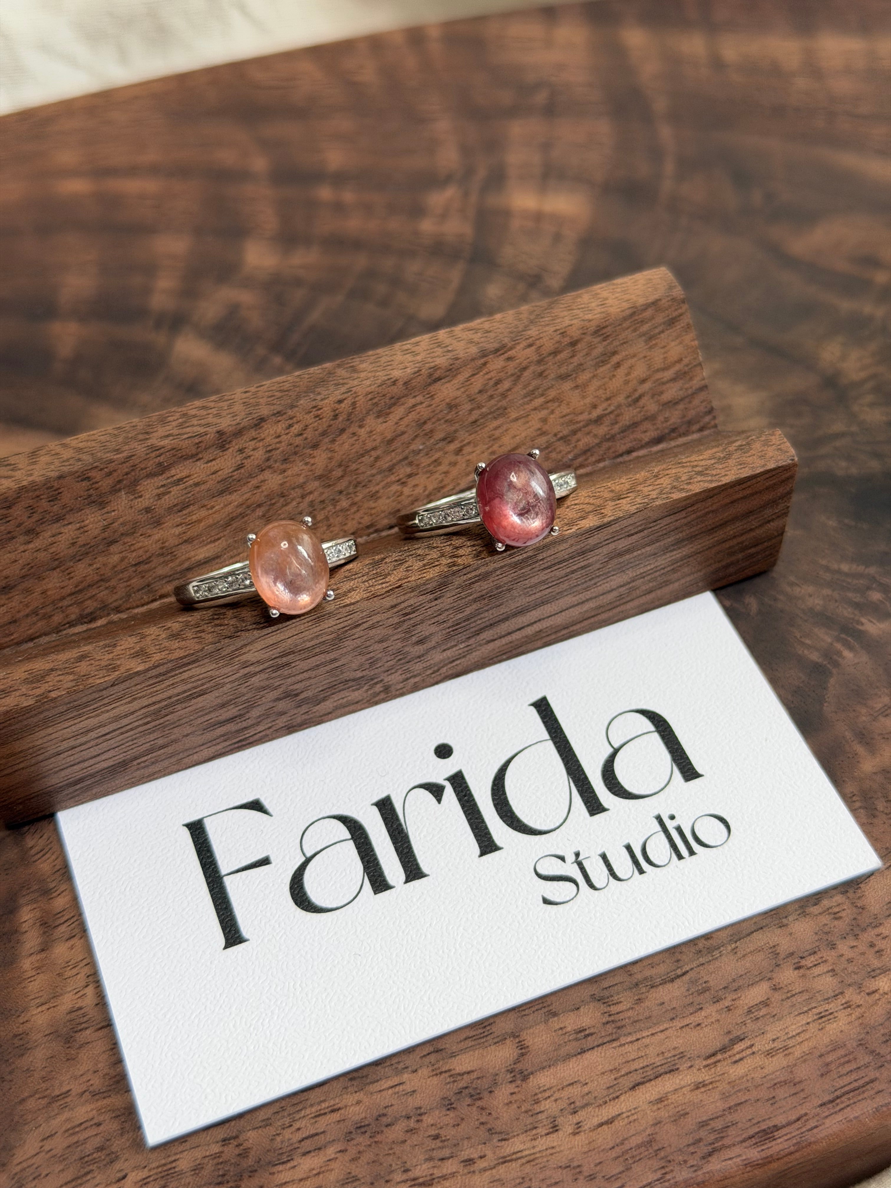 粉紫鋰雲母簡約戒指