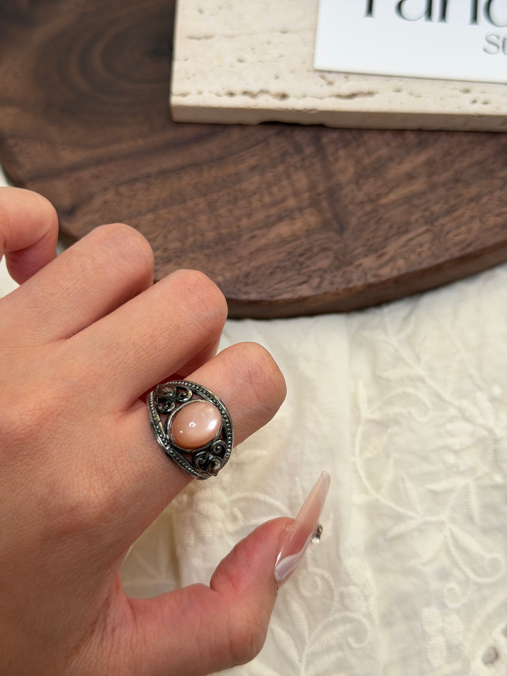 橙月光復古托戒指