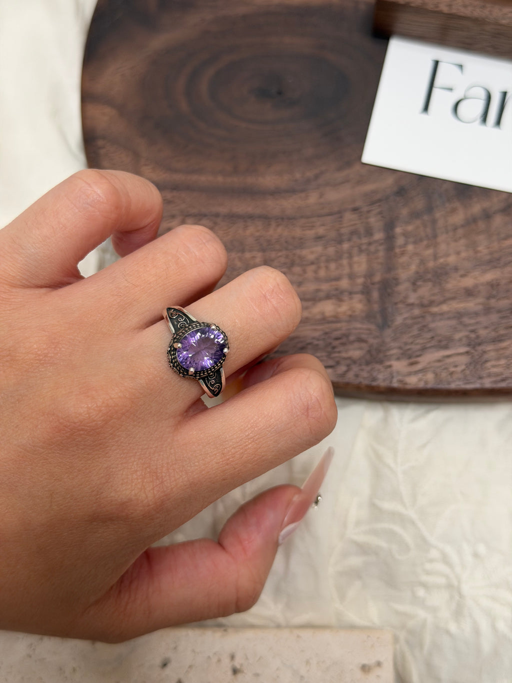 尼泊爾風紫水晶戒指