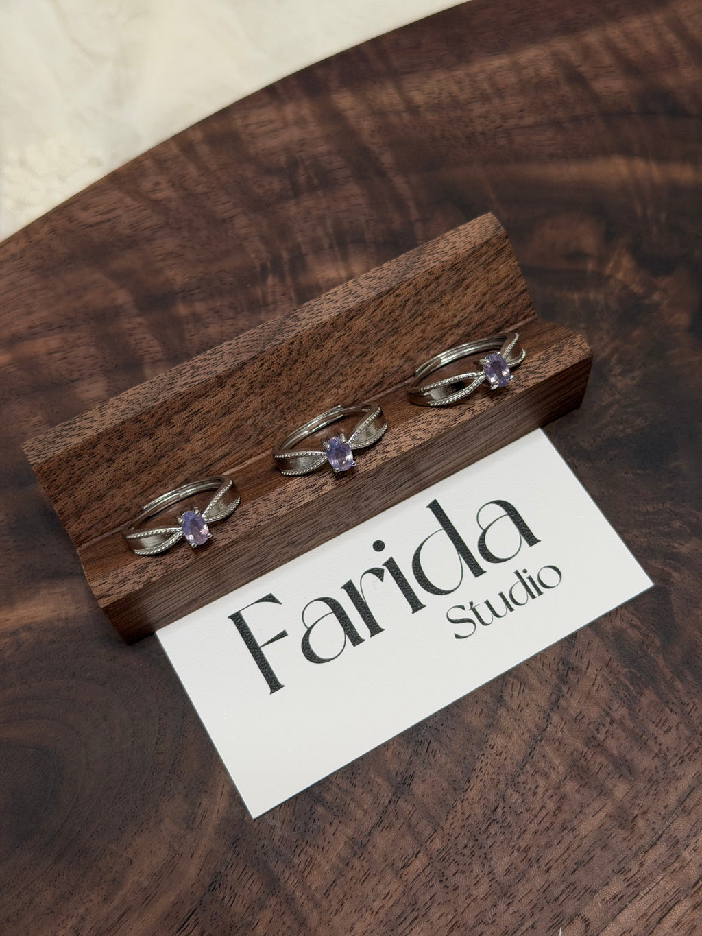 復古絲帶紫玉晶戒指