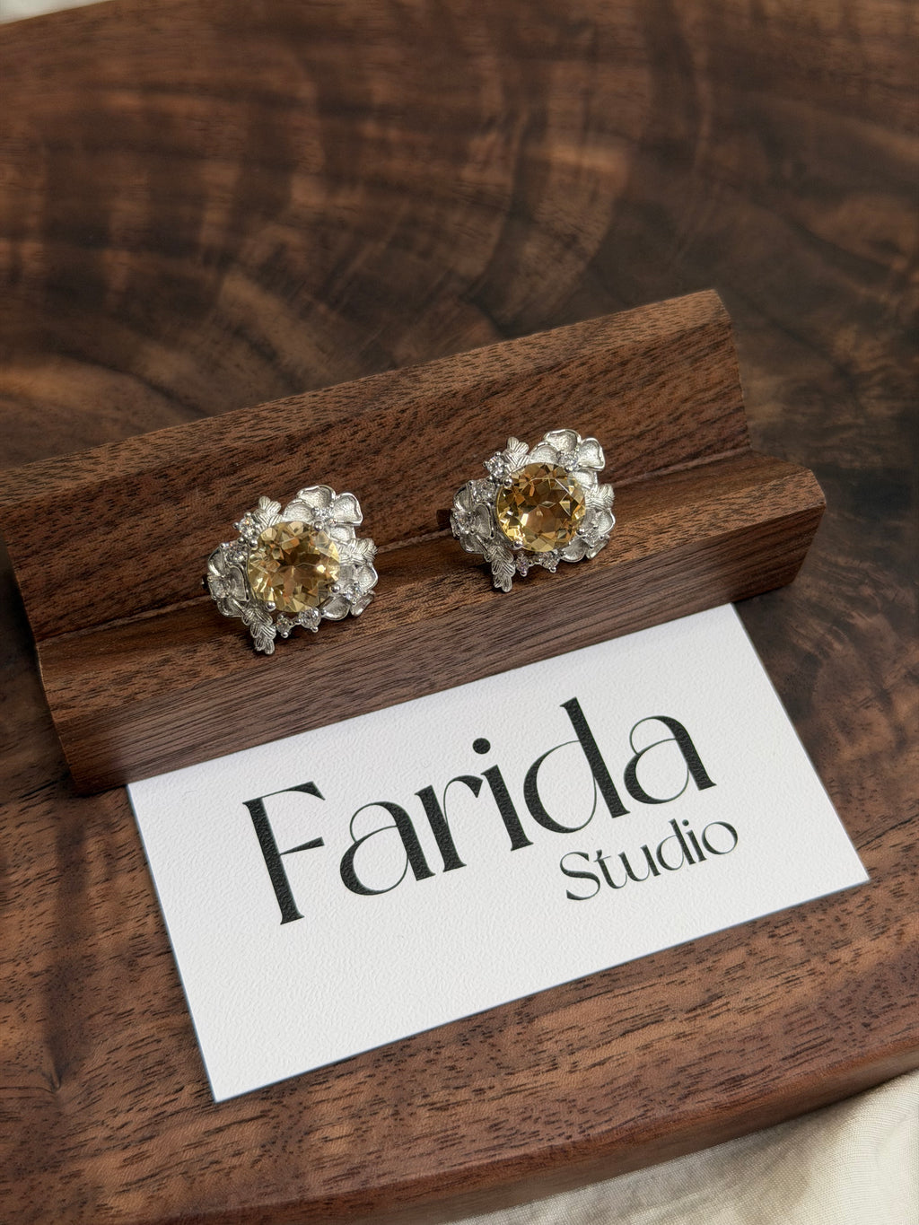 繁花黃水晶戒指