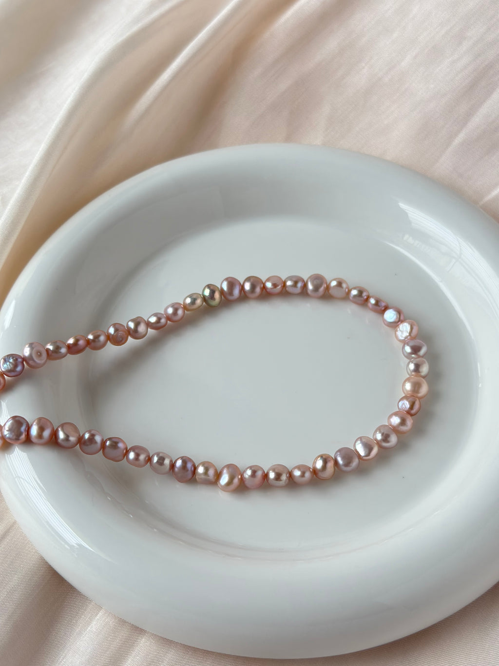 粉橘巴洛克珍珠頸鏈