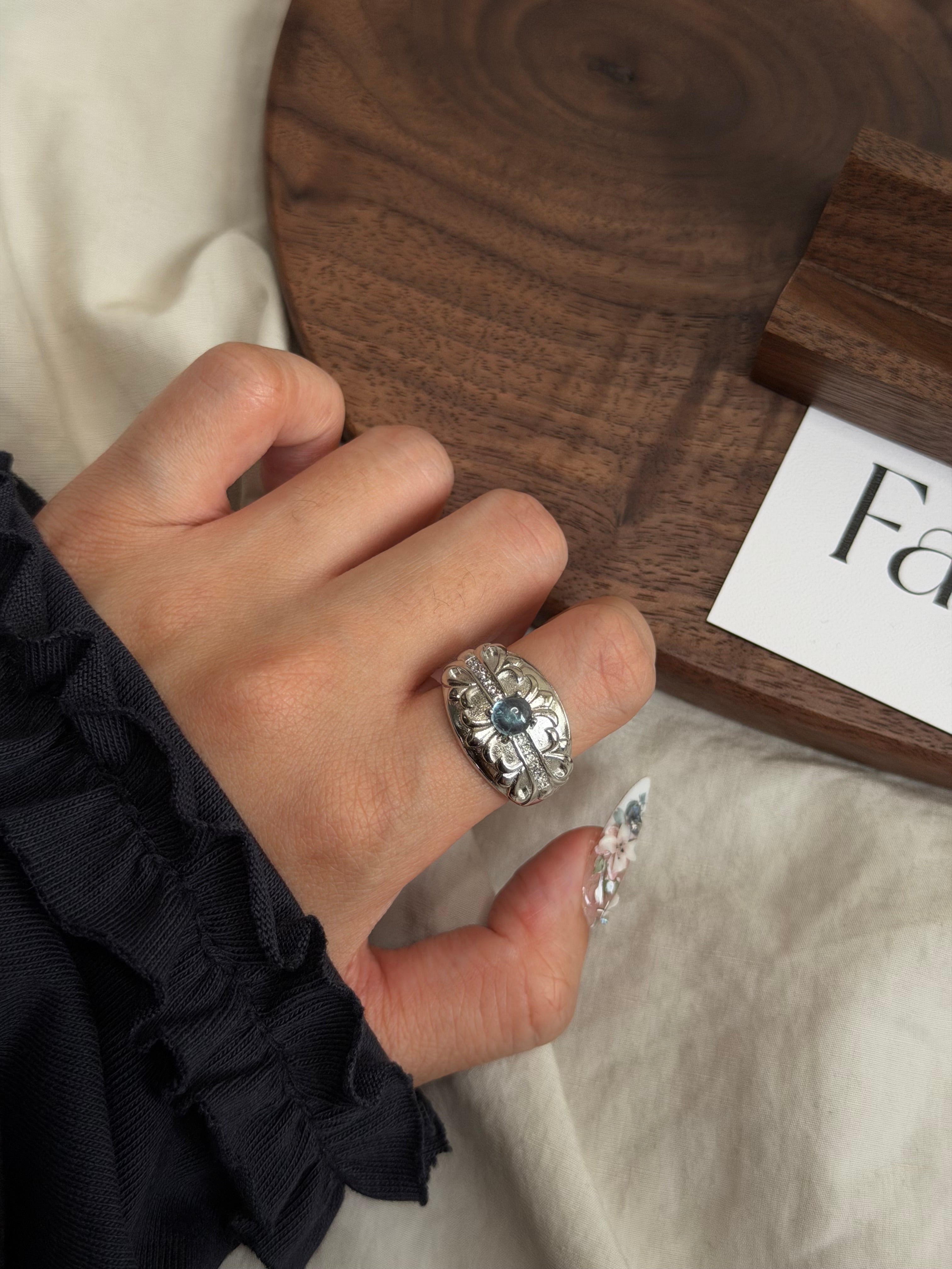 克羅星海藍寶戒指.男女同款