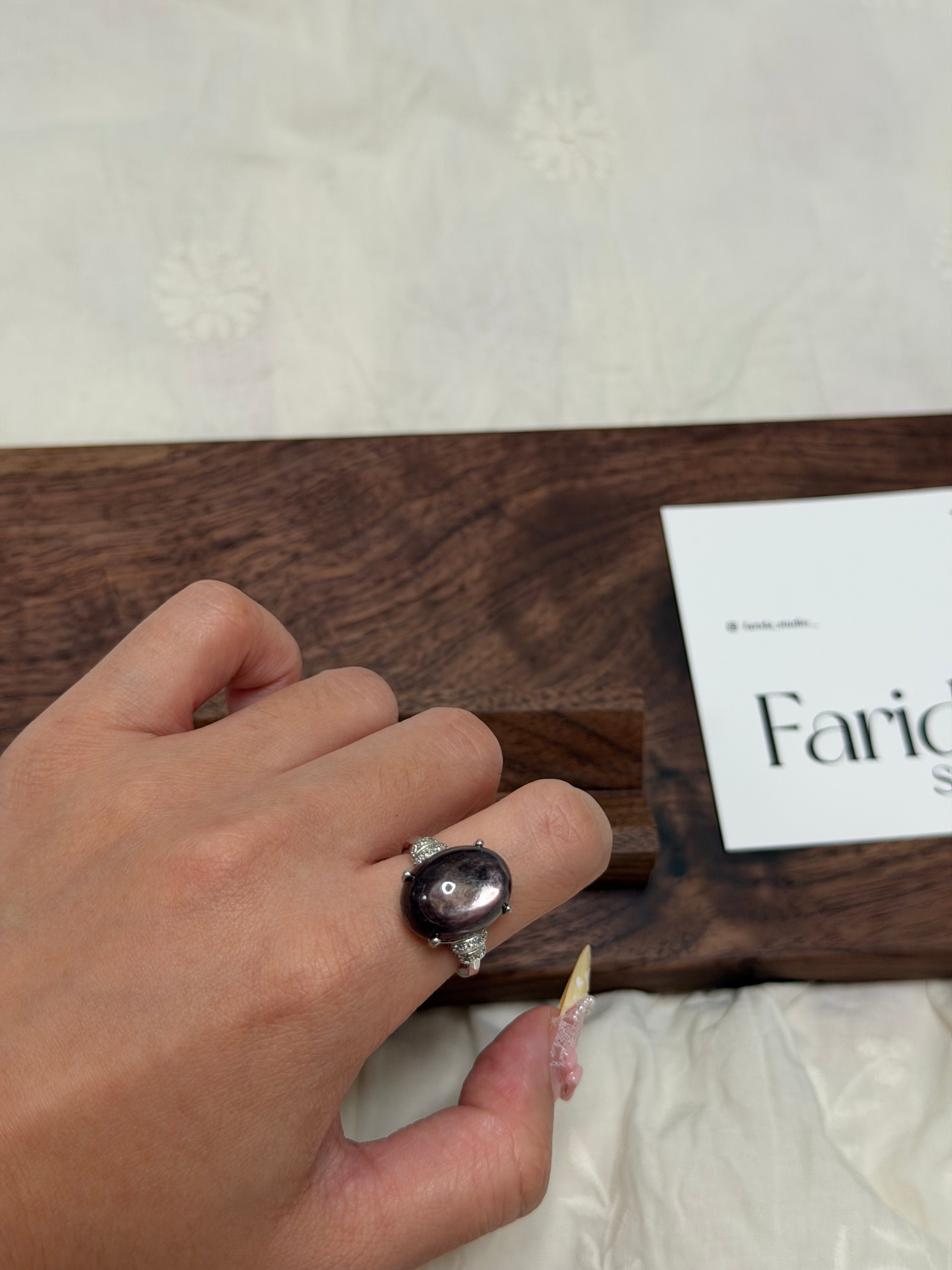 紫鋰雲母（黑體）戒指