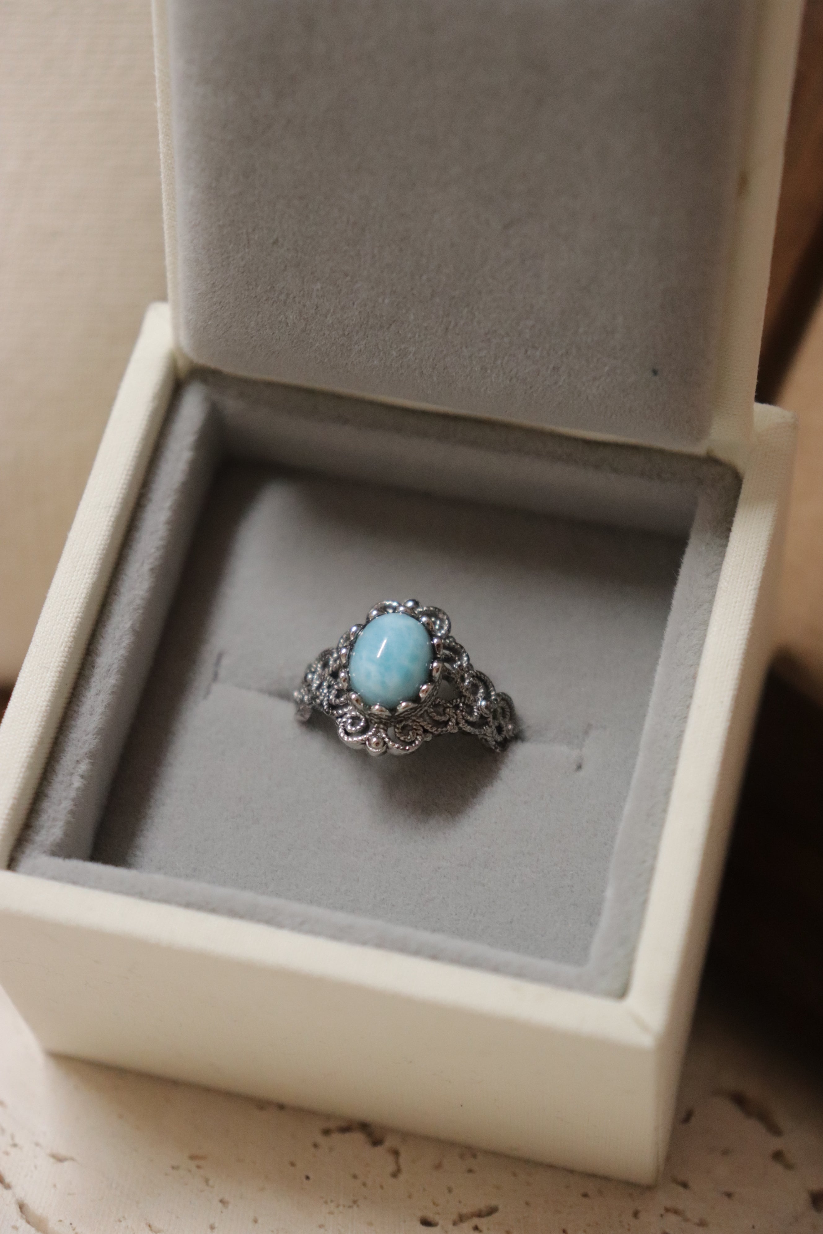 復古宮廷風海紋石戒指