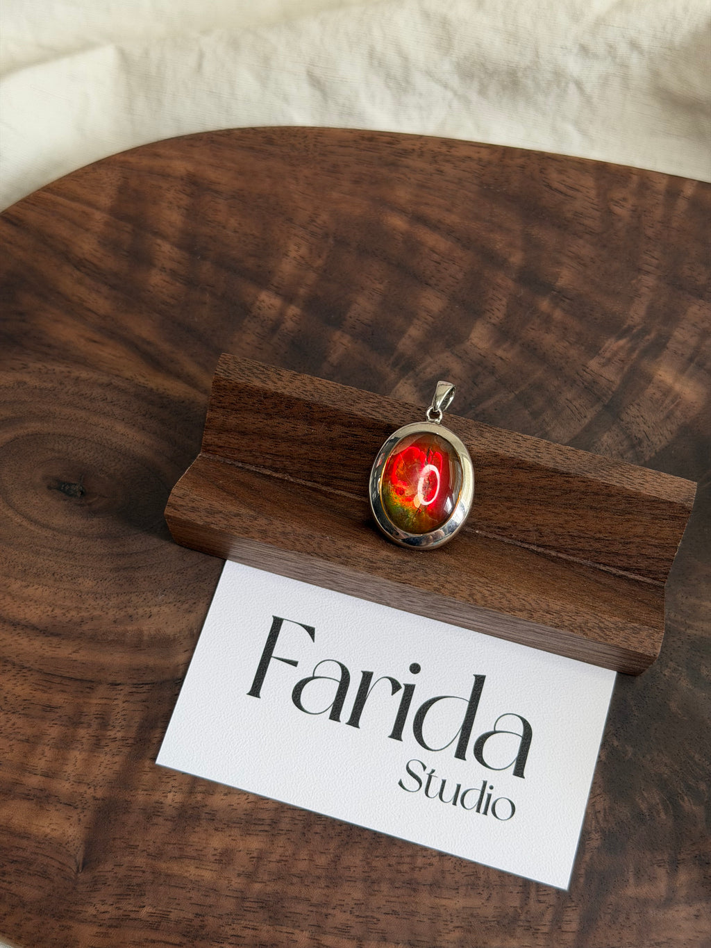 S925橢圓斑彩吊墜