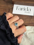 S925瑞士藍托帕戒指