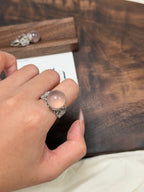 蕾絲托粉水晶球戒指