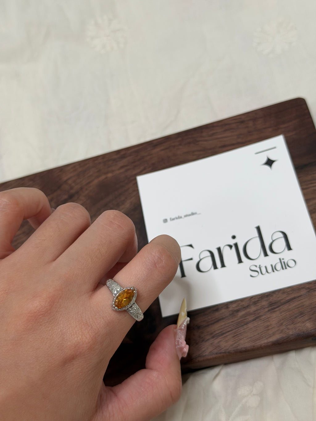 尼泊爾風格黃色晶戒指