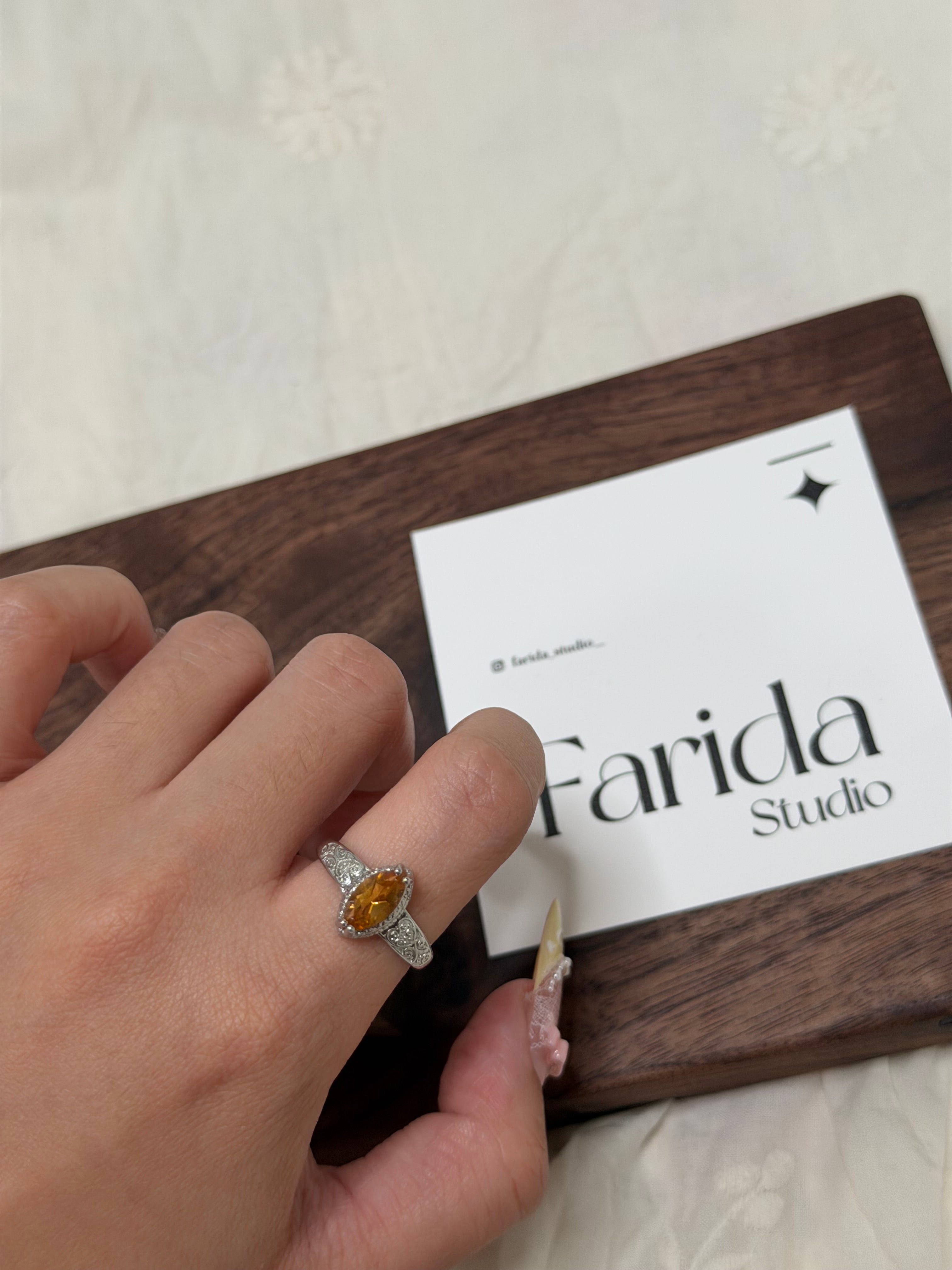 尼泊爾風格黃色晶戒指