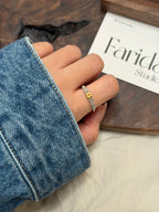 S925黃水晶簡單托戒指