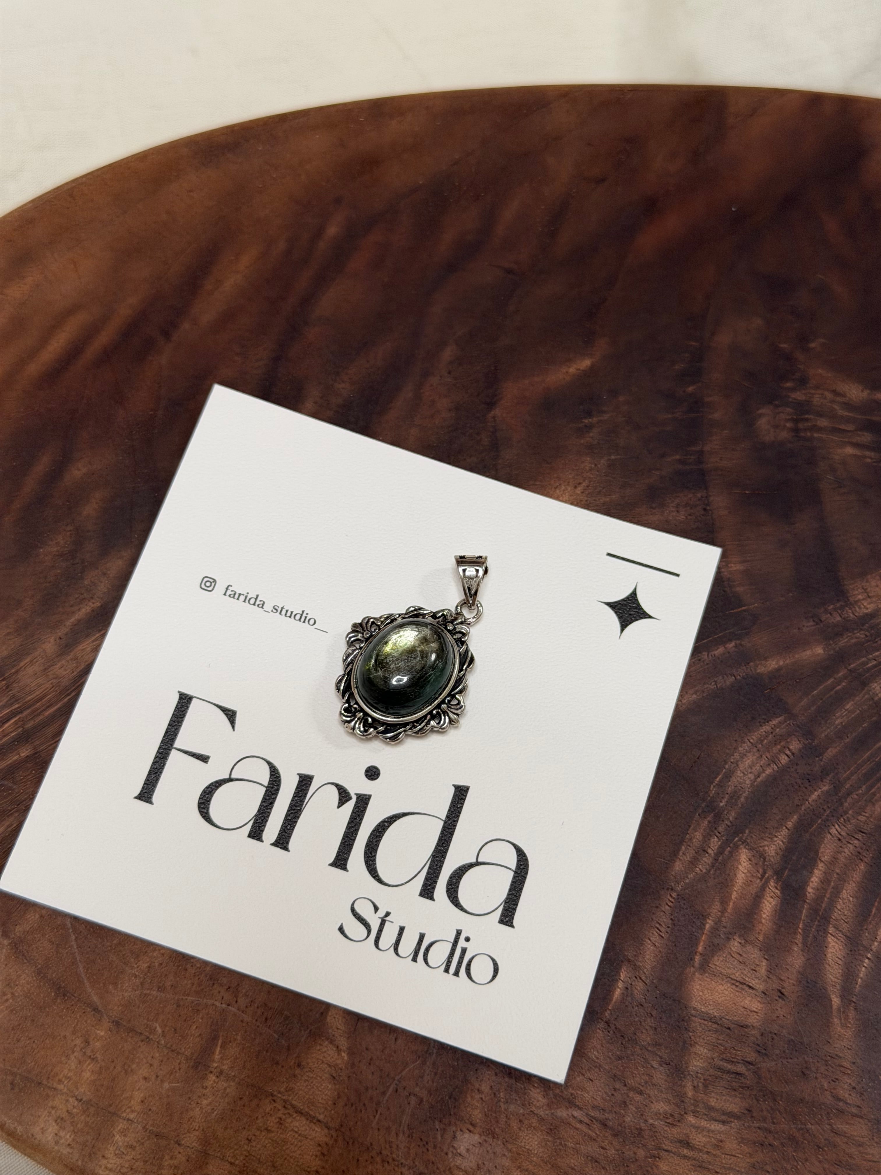 銀曜石復古吊墜