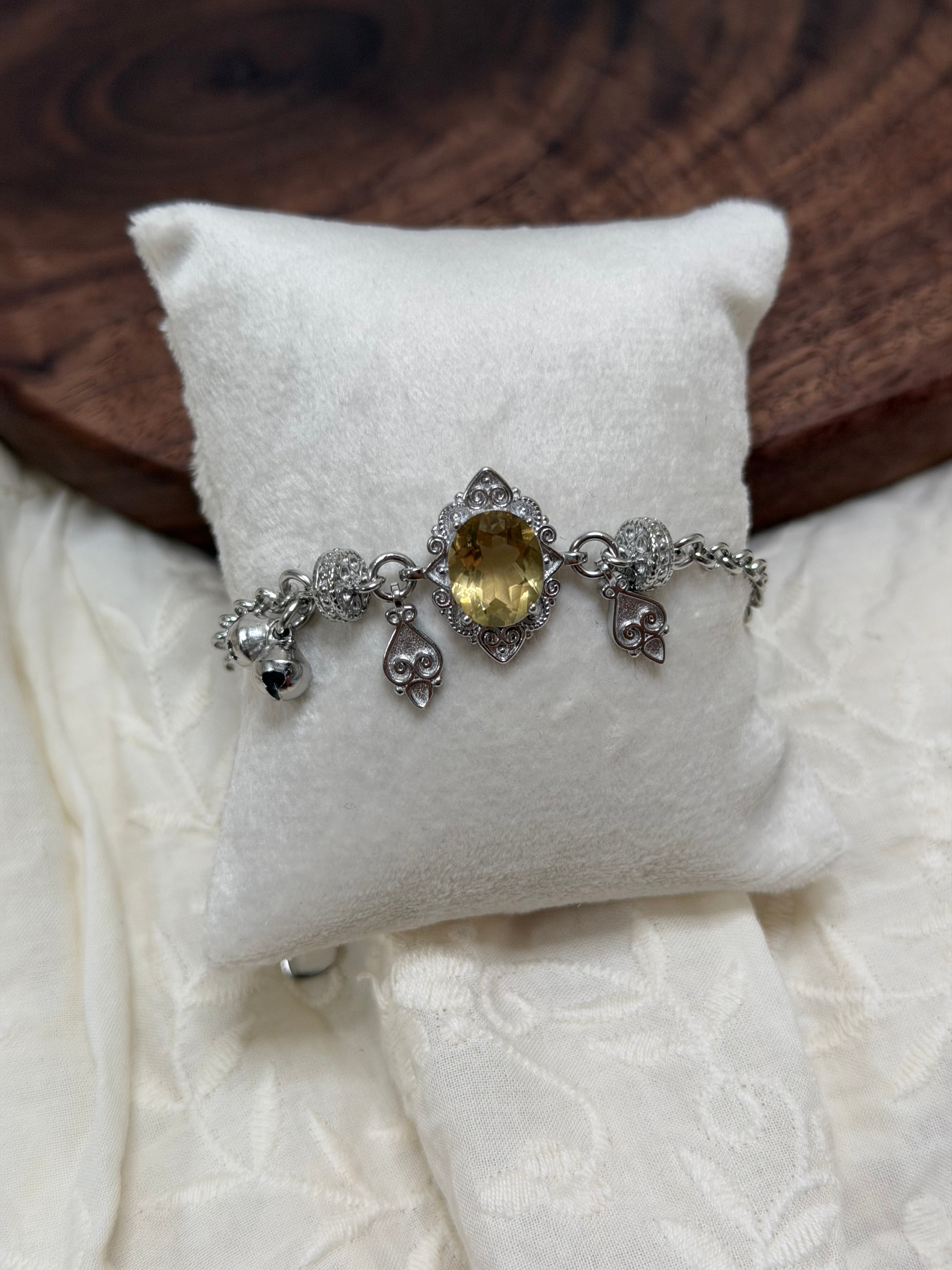 鑽切黃水晶鈴鐺手鏈