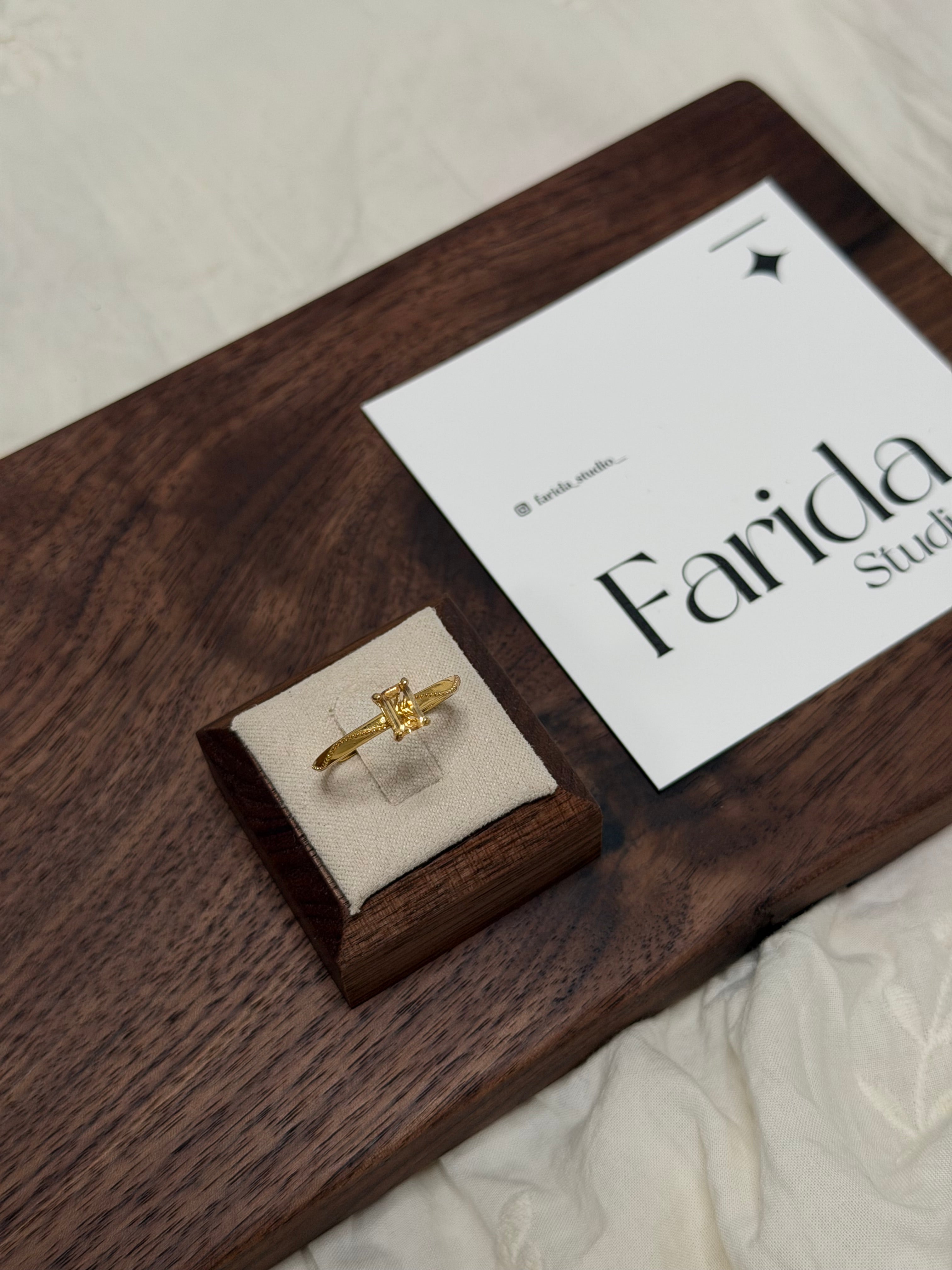 S925鍍金黃水晶戒指