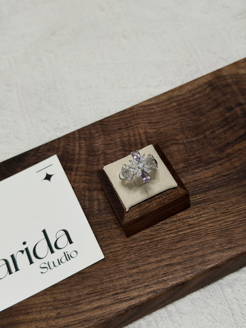 紫水晶雙水滴戒指