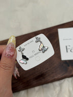 黑貝母蝴蝶耳環