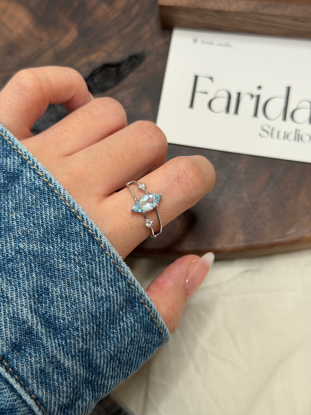 S925馬眼藍托帕戒指