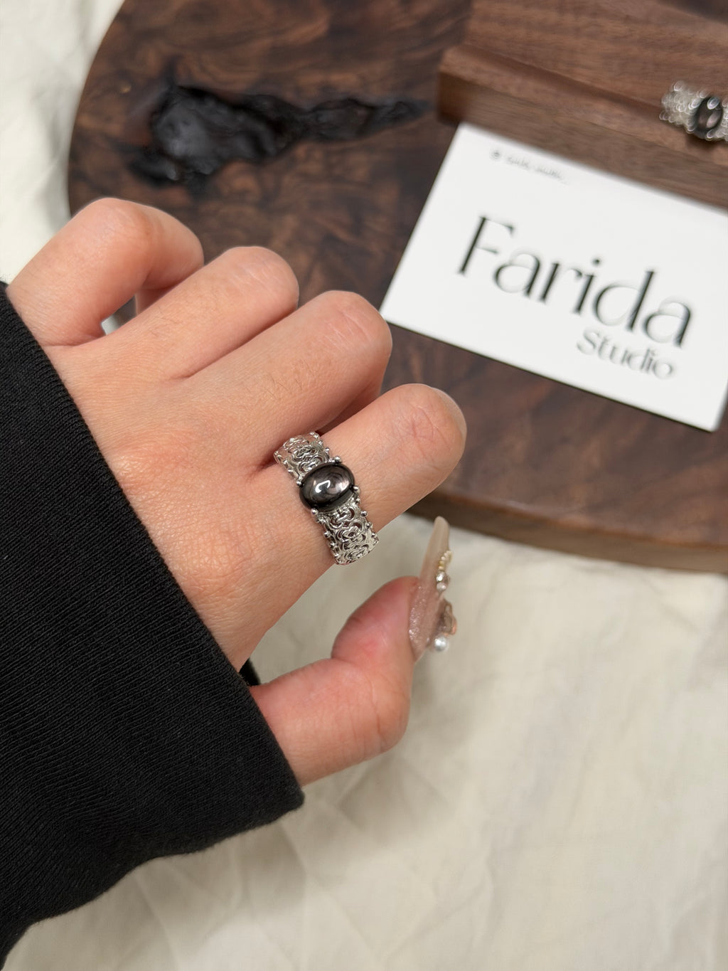 金運石鈦鋼戒指