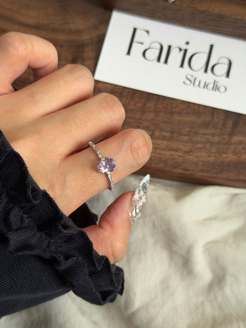 S925精緻紫玉晶小戒指