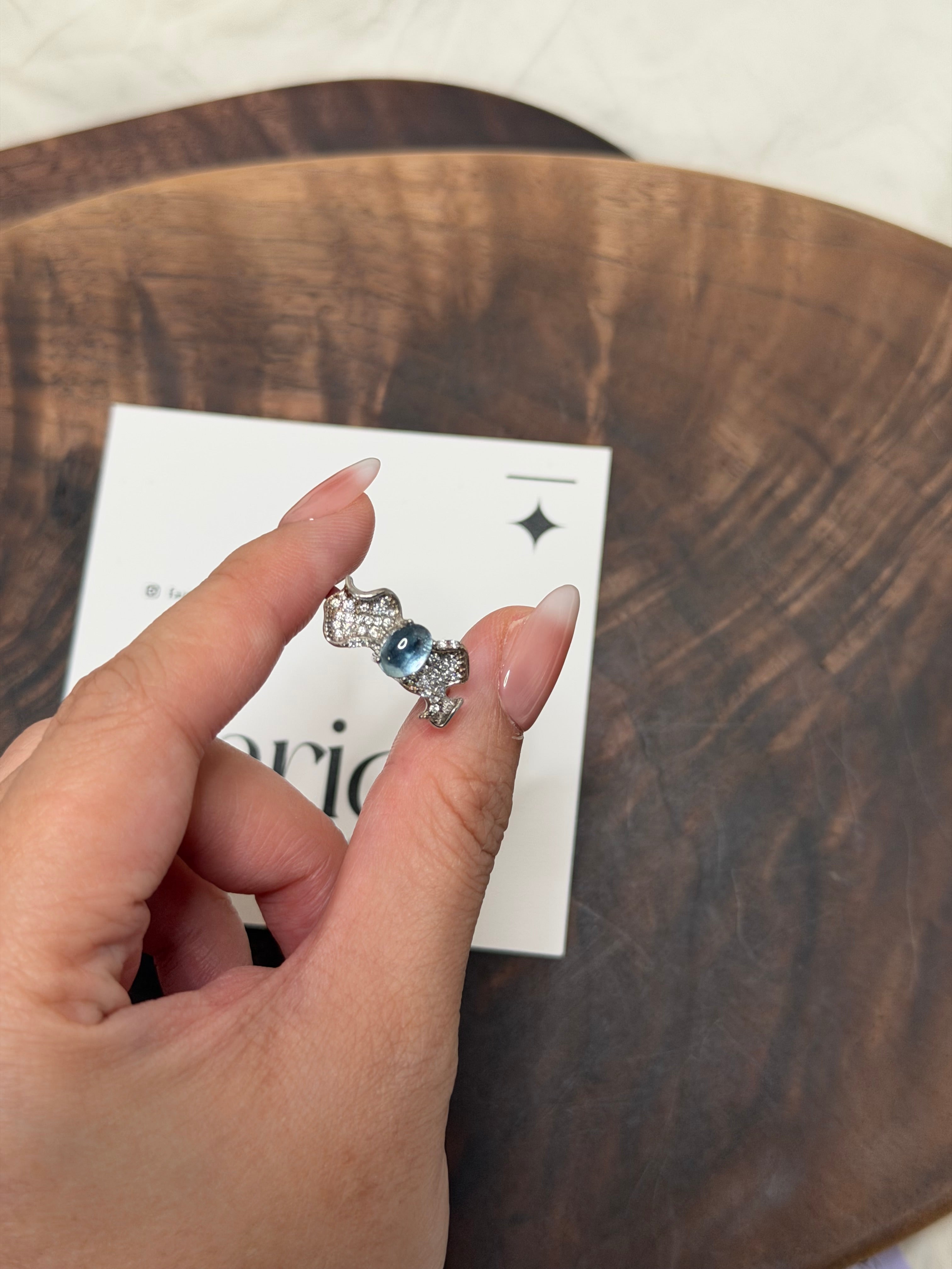 S925飄帶款海藍寶戒指