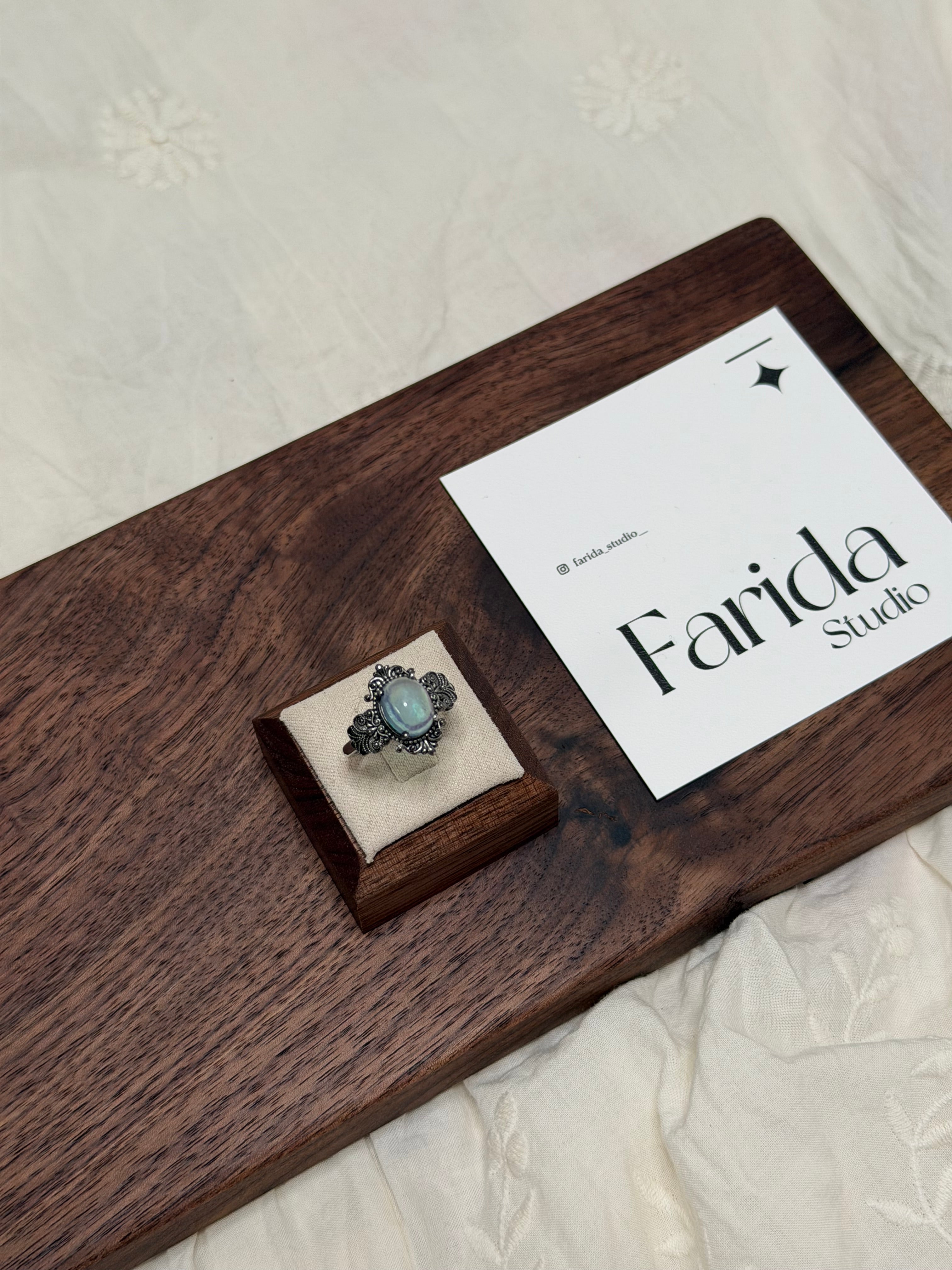 做舊雙尖海藍寶戒指