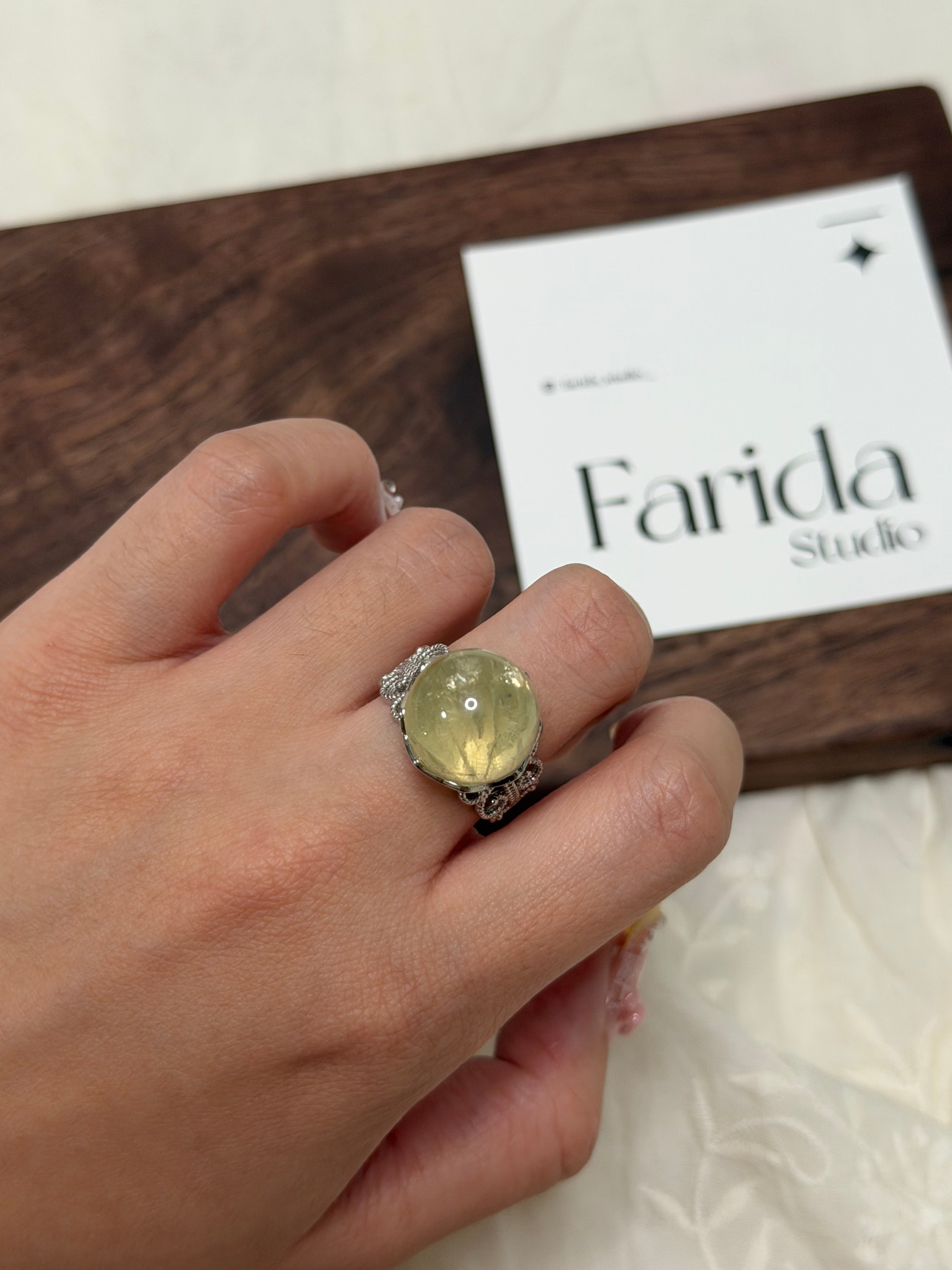 黃阿塞水晶球戒指