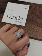 紫水晶雙水滴戒指