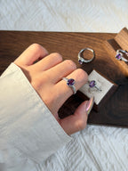 復古紫水晶鈦鋼戒指