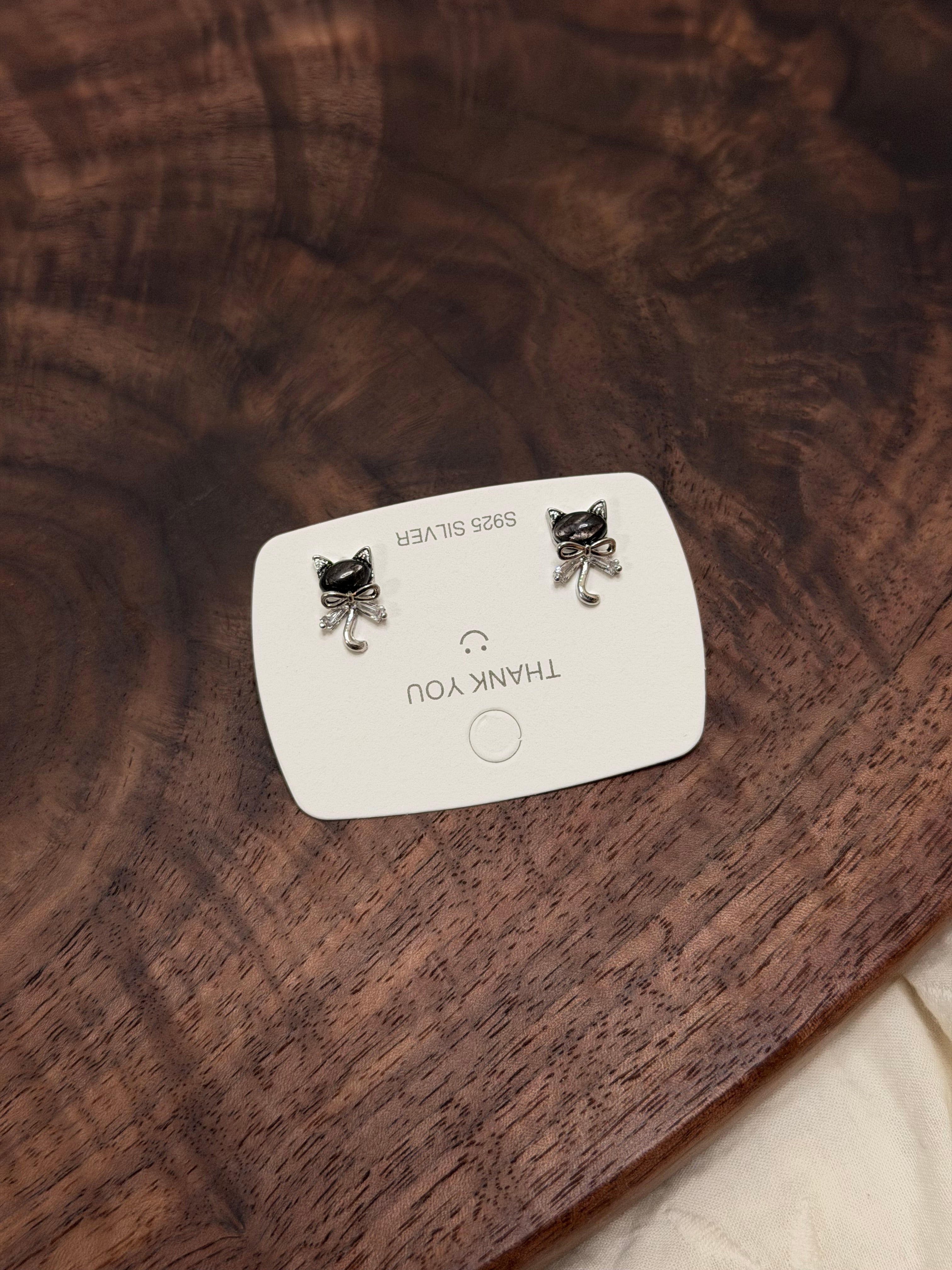 金運石貓貓頭耳環