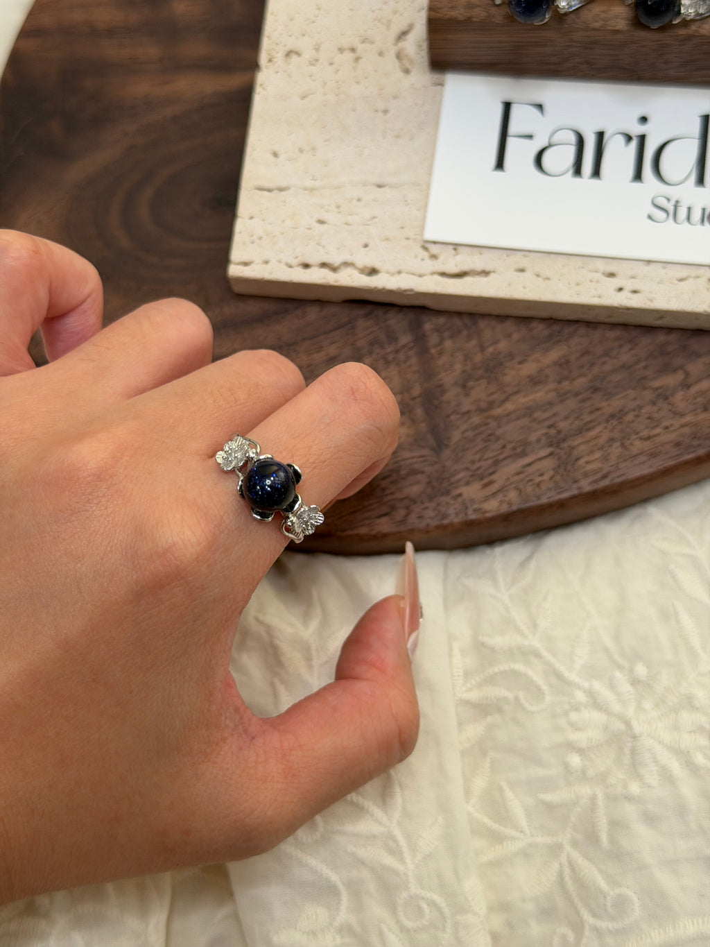 花托藍星沙戒指