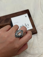 尼泊爾花花白水晶戒指