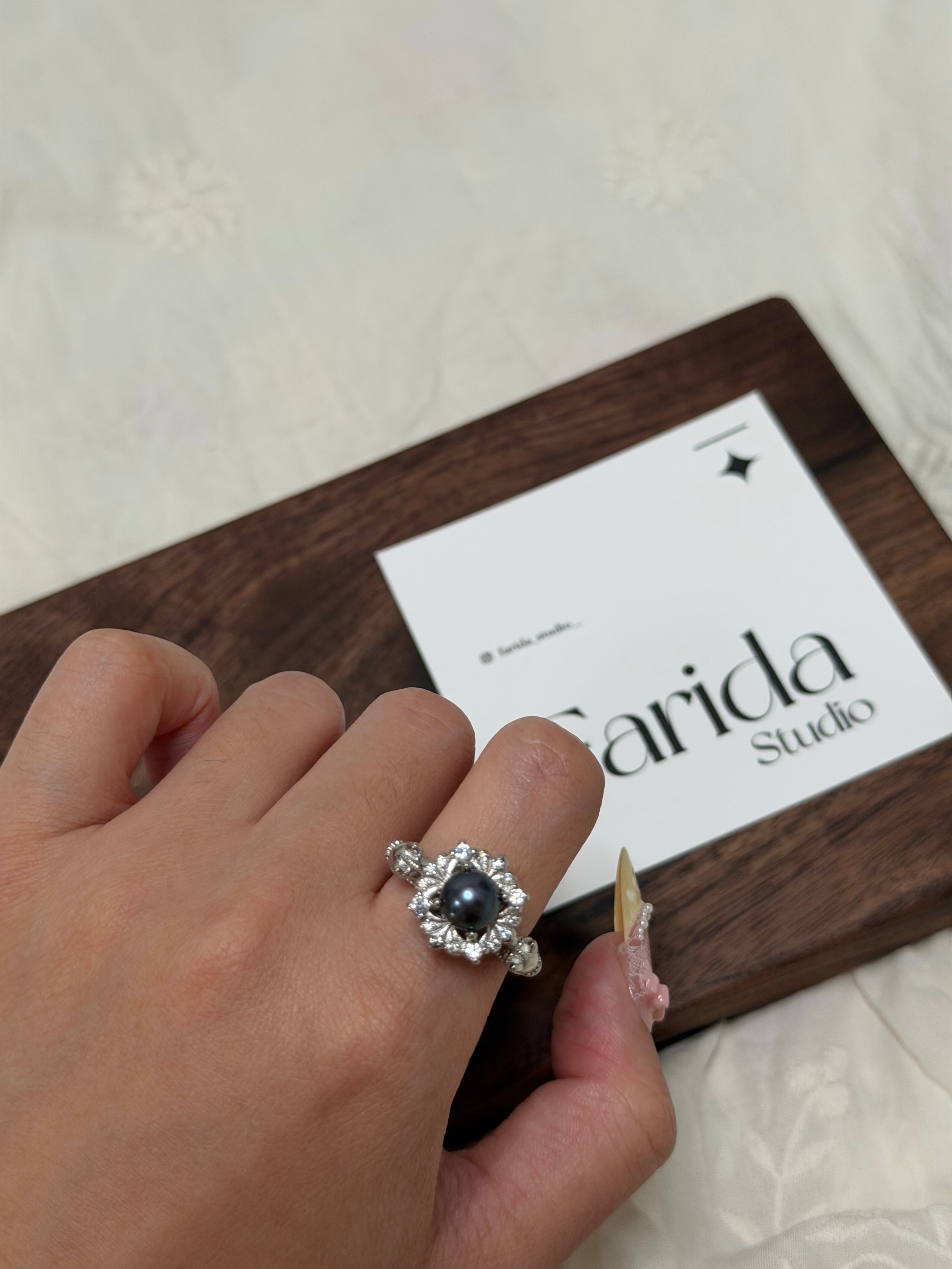 雙馬頭珍珠戒指