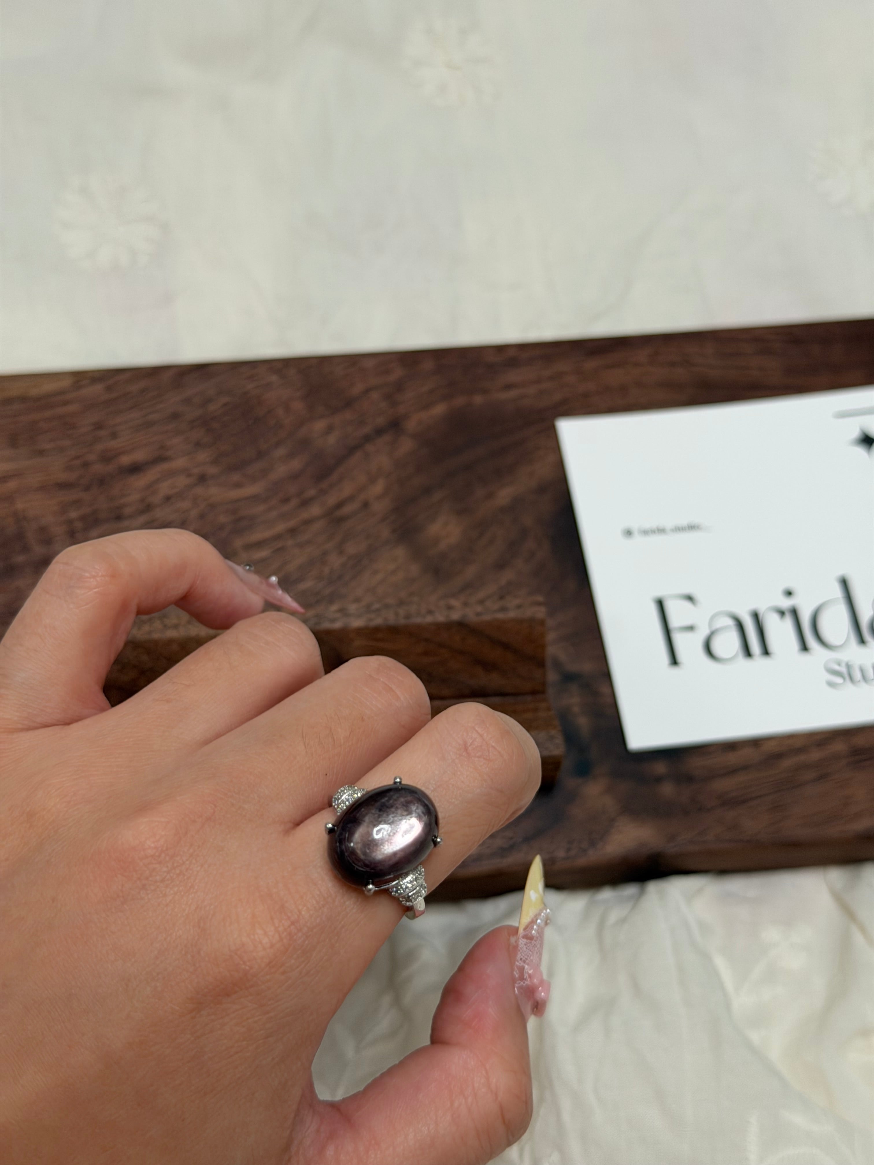 紫鋰雲母（黑體）戒指