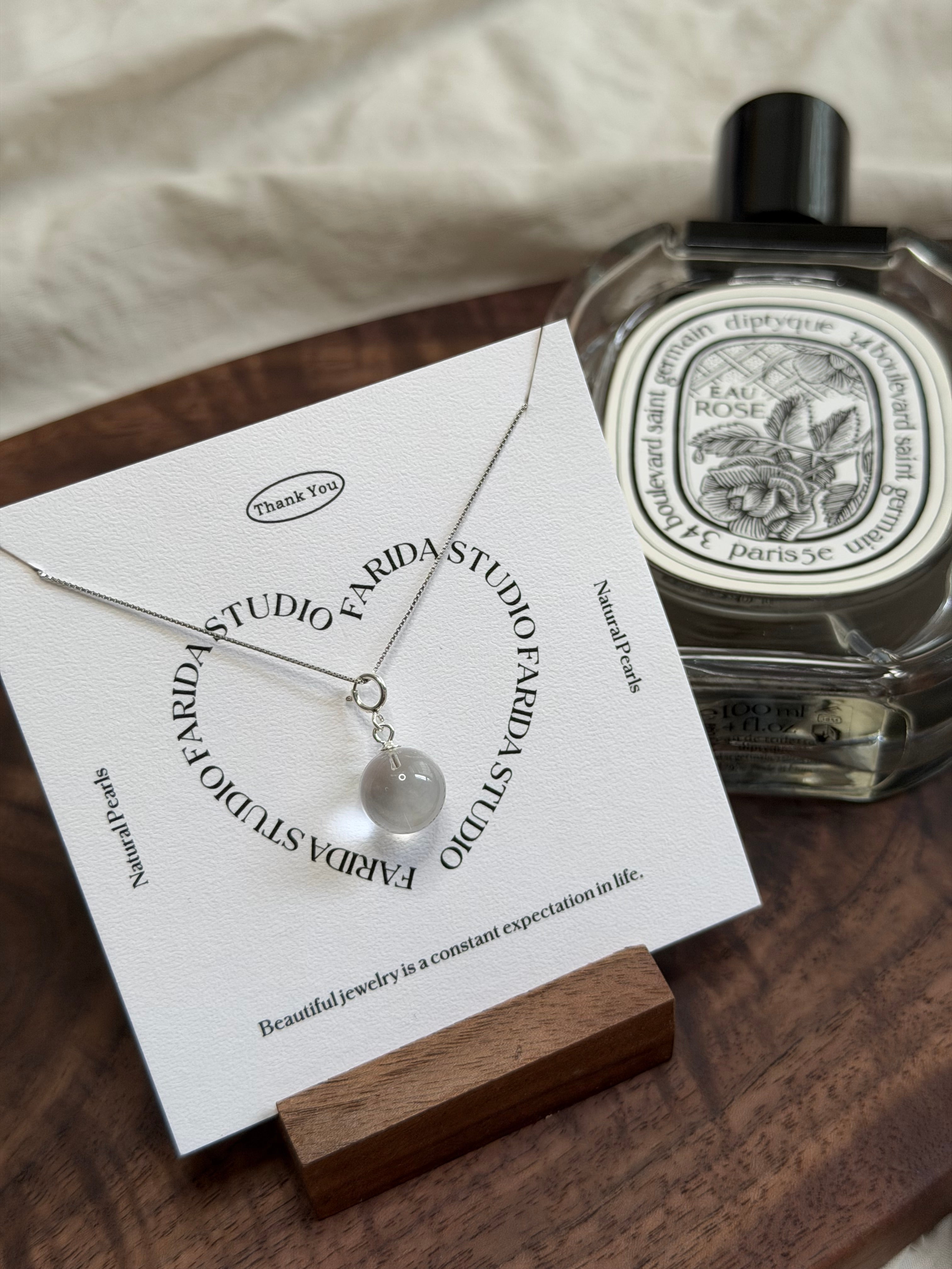 S925白水晶球吊墜