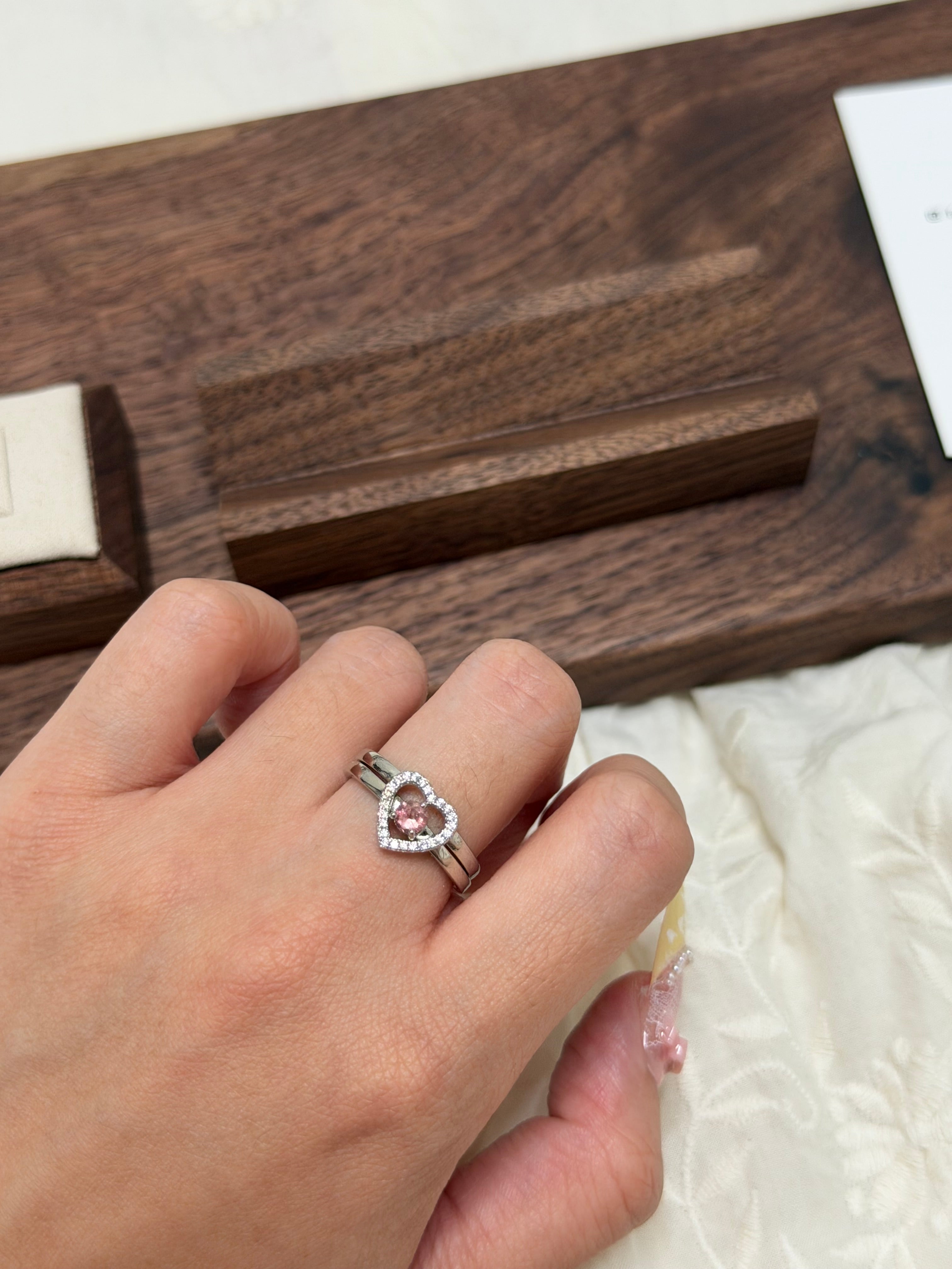 粉碧璽組合戒指