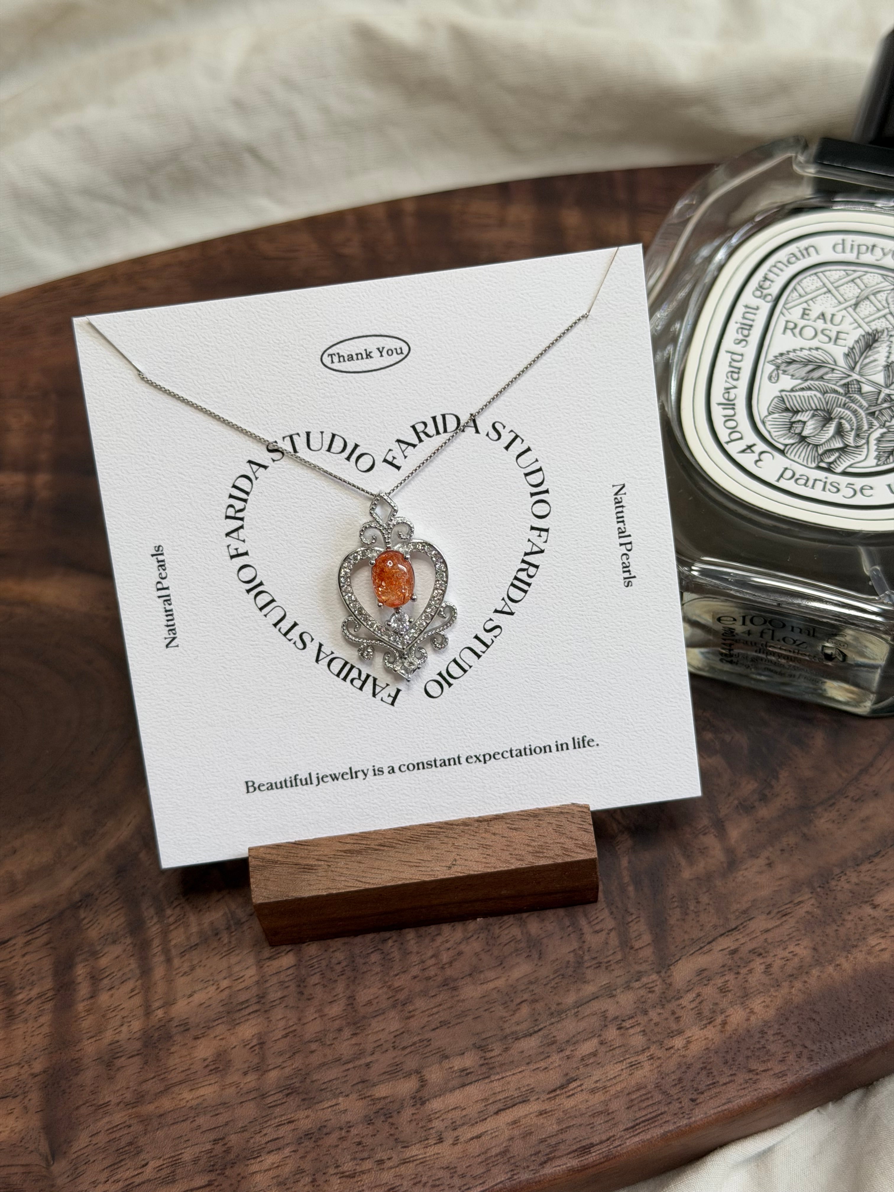 金太陽石愛心吊墜